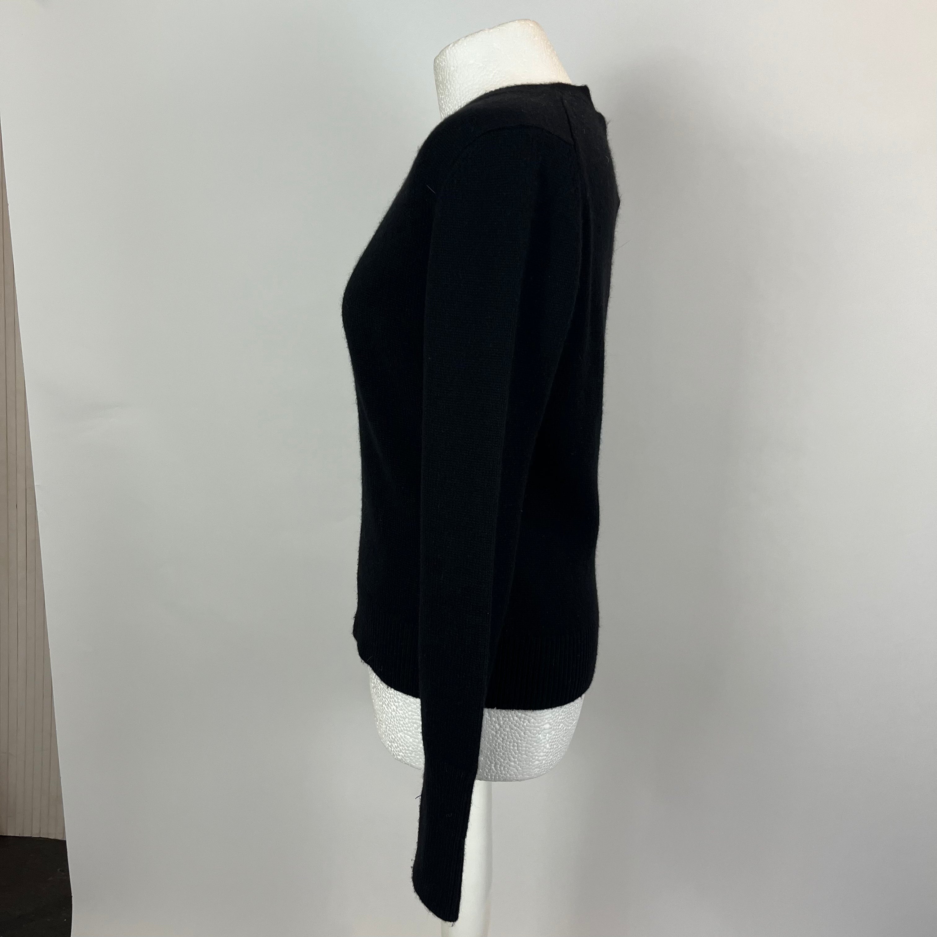 Joseph Black Cashmere Sweater in Classic Thick Style, Size M.