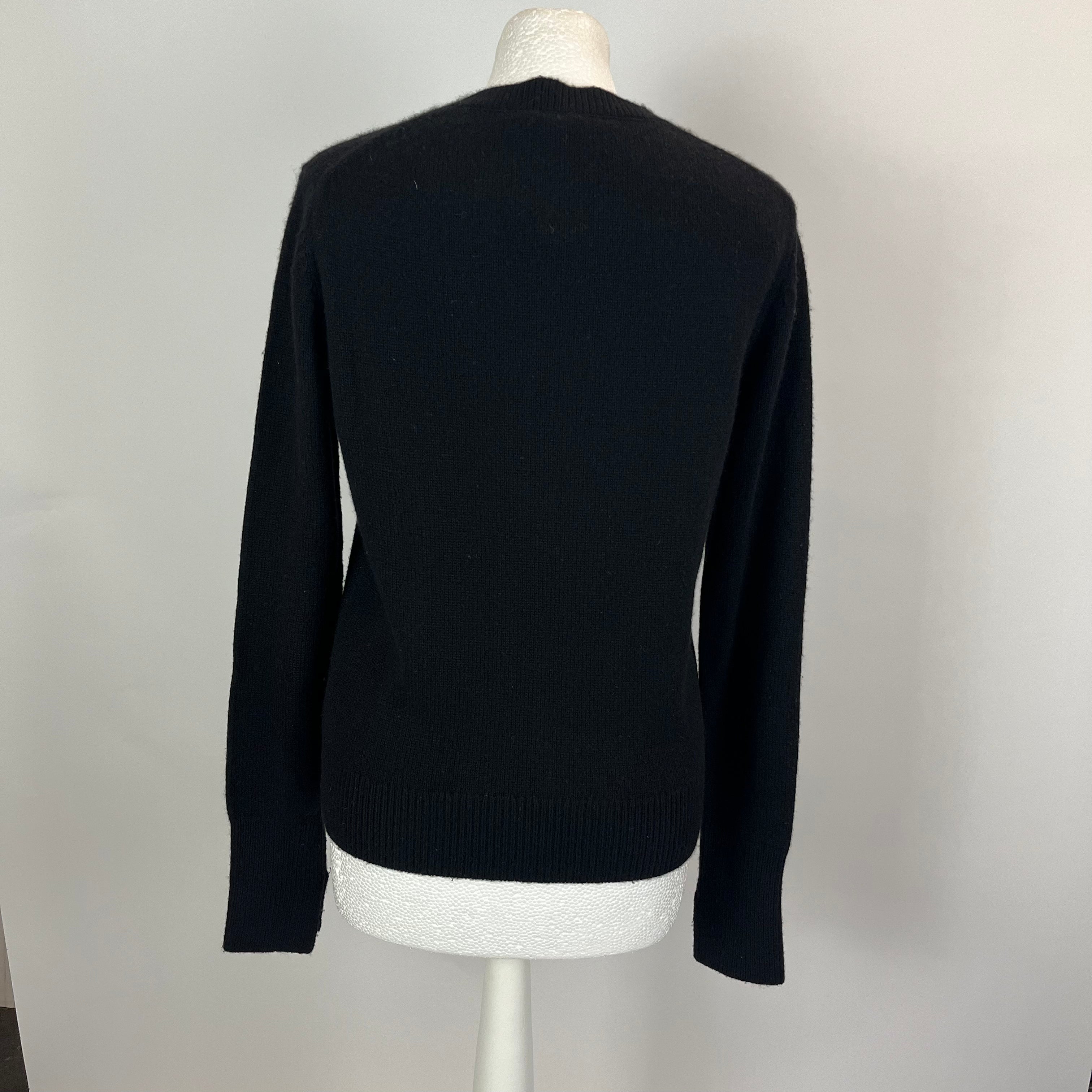 Joseph Black Cashmere Sweater in Classic Thick Style, Size M.