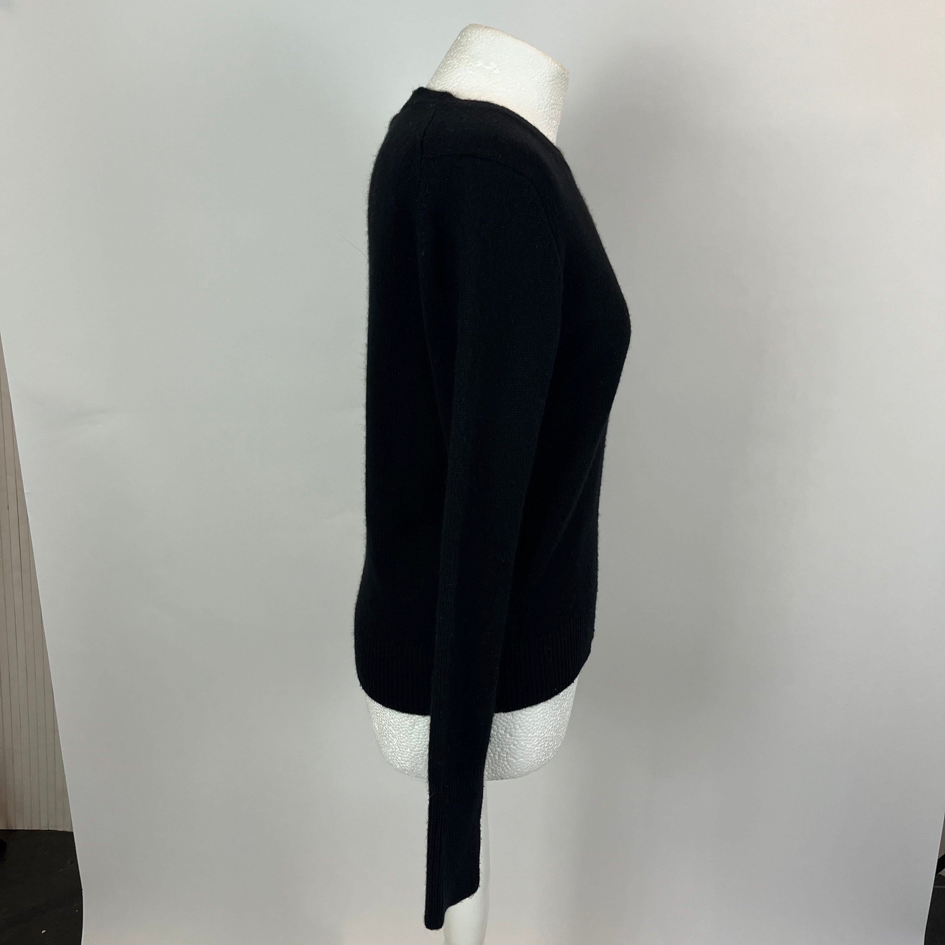 Joseph Black Cashmere Sweater in Classic Thick Style, Size M.