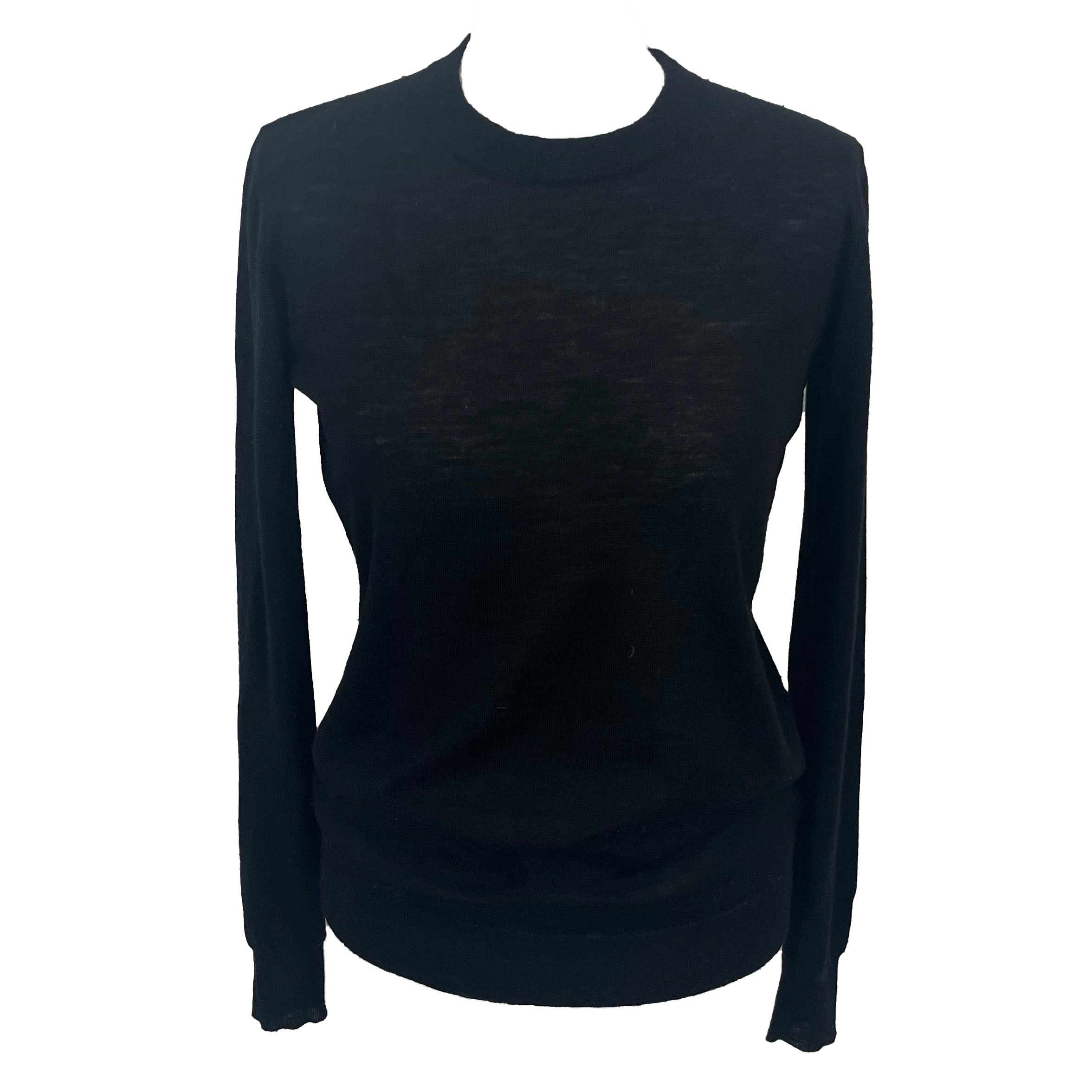 Joseph Black Cashmere Sweater, Round Neck, Small Size