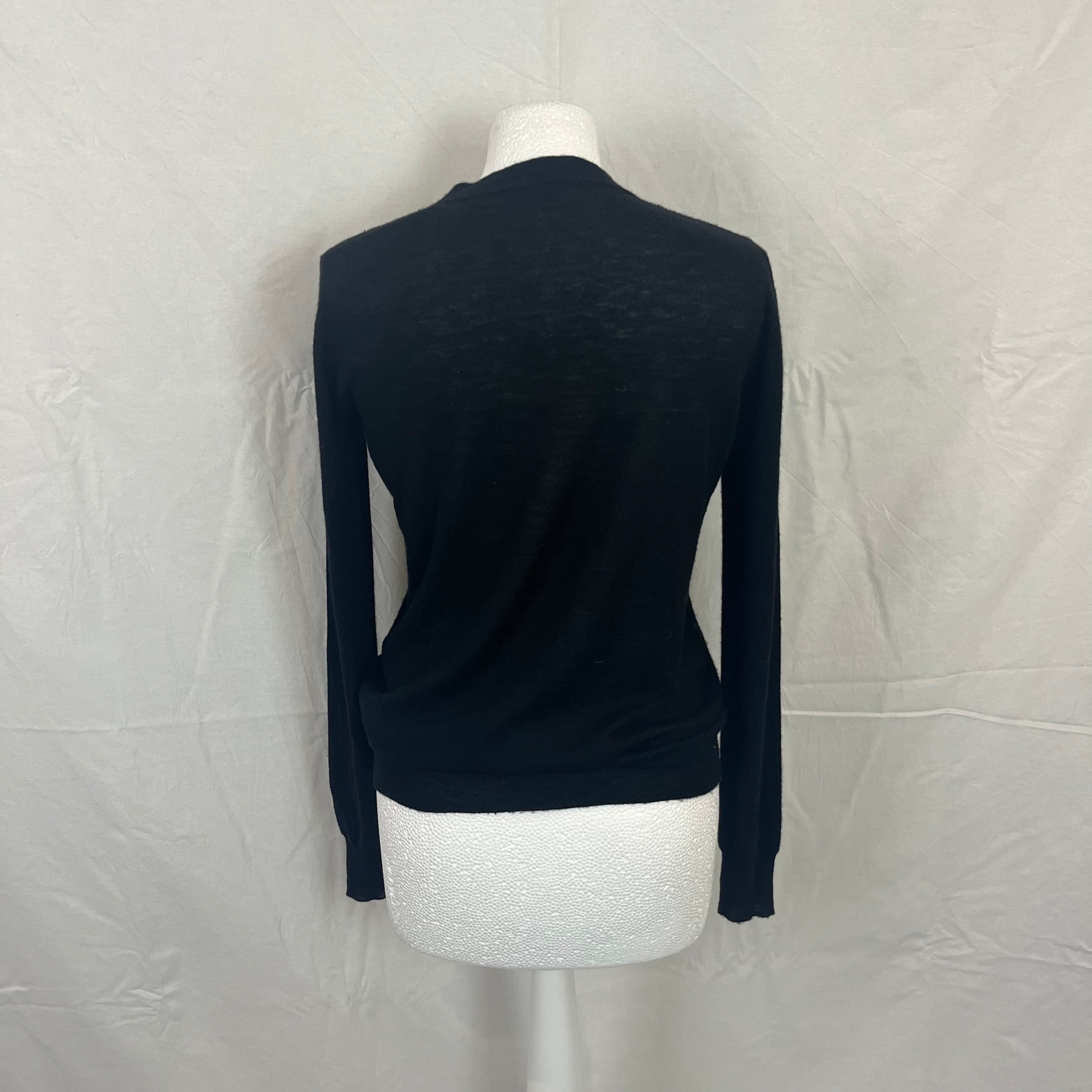 Joseph Black Cashmere Sweater, Round Neck, Small Size