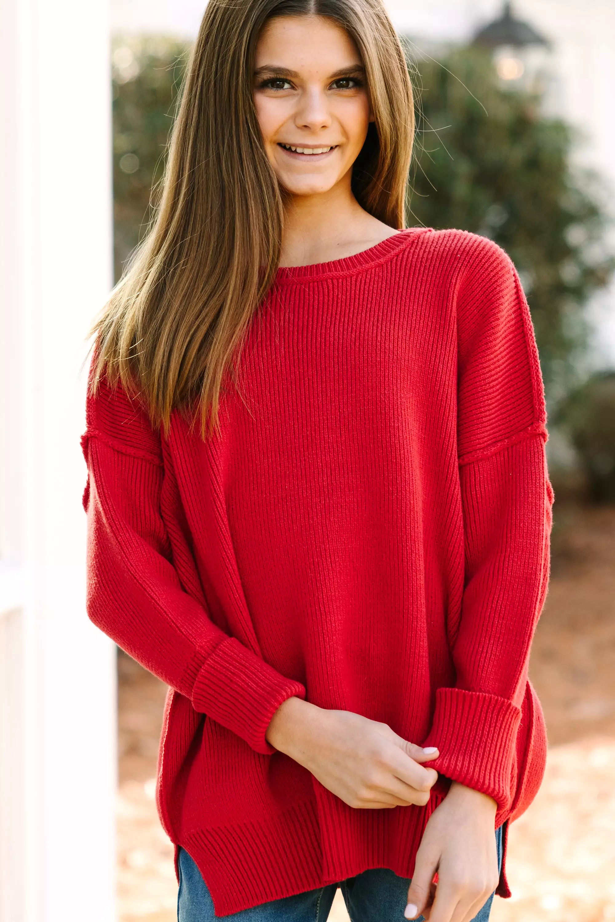 Joy Red Dolman Sweater for Girls