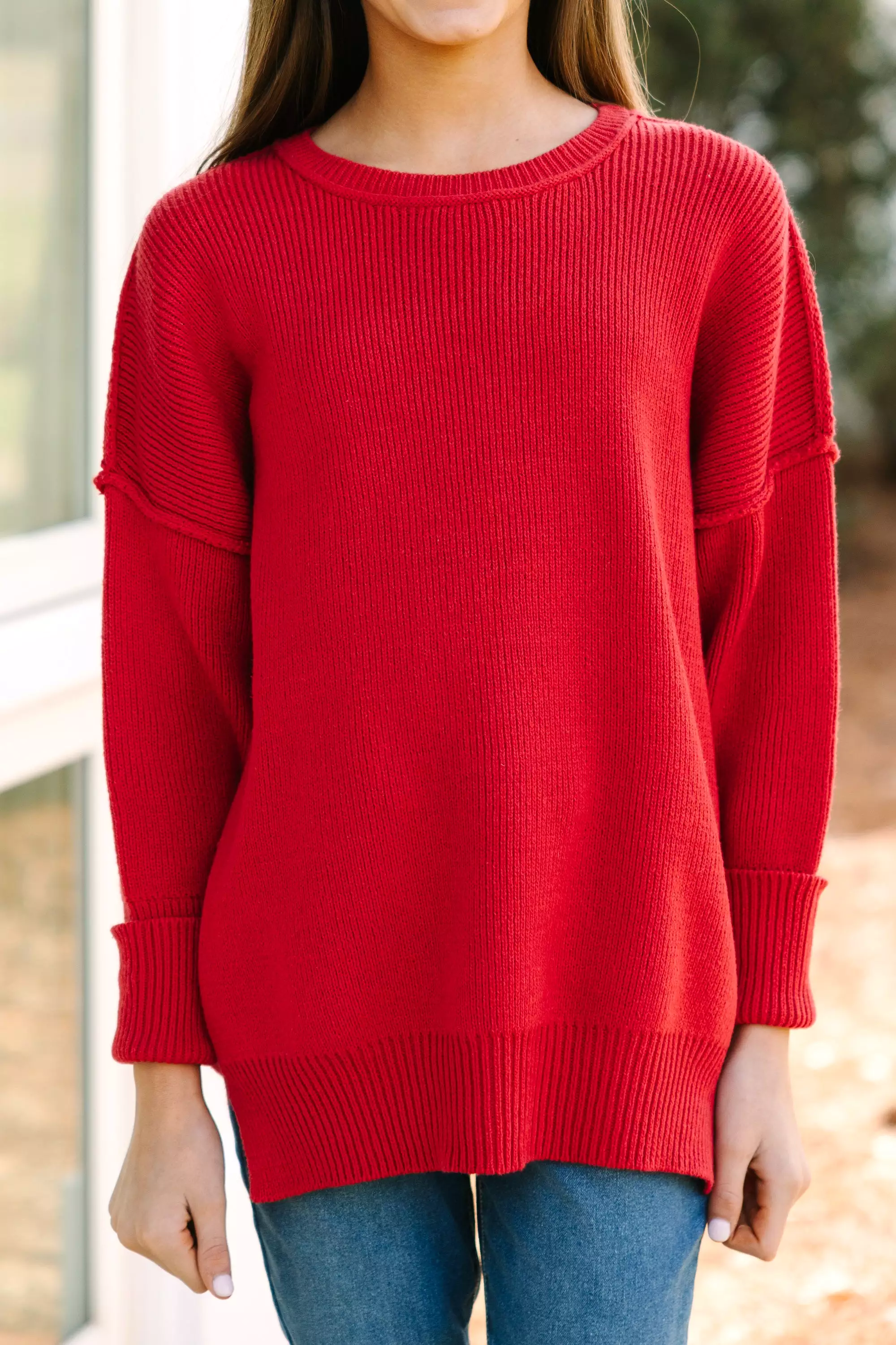 Joy Red Dolman Sweater for Girls