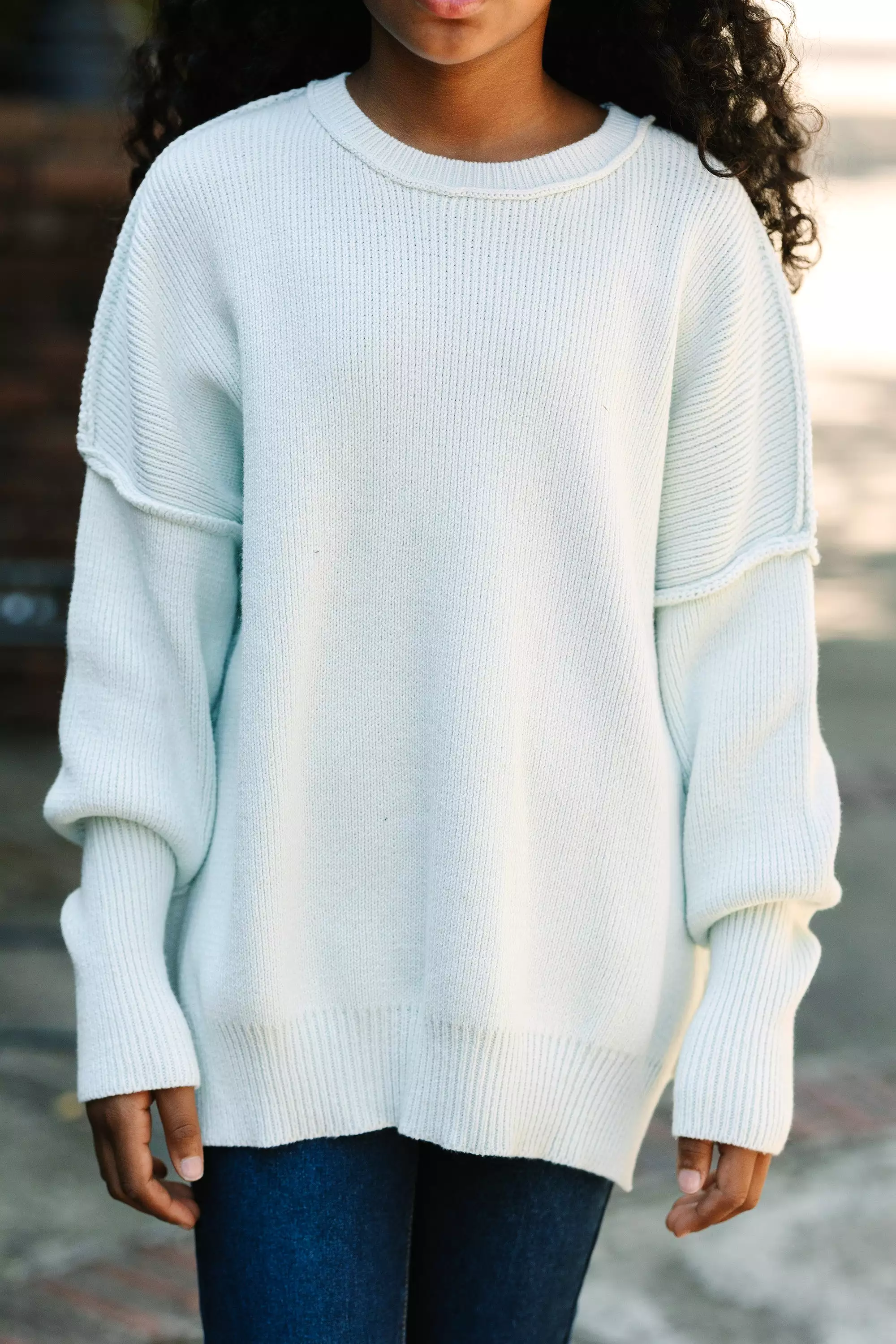 Joyful Mint Green Sweater for Girls