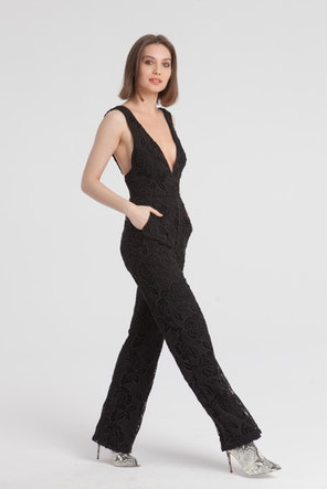 Karina Grimaldi Ivan Lace Jumpsuit - Black