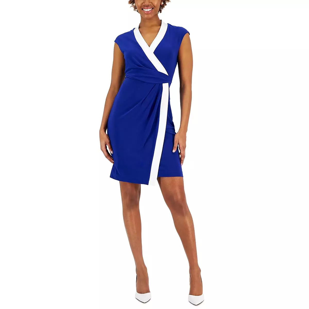 Kasper Colorblock Short Wrap Dress, Women's - Best Price