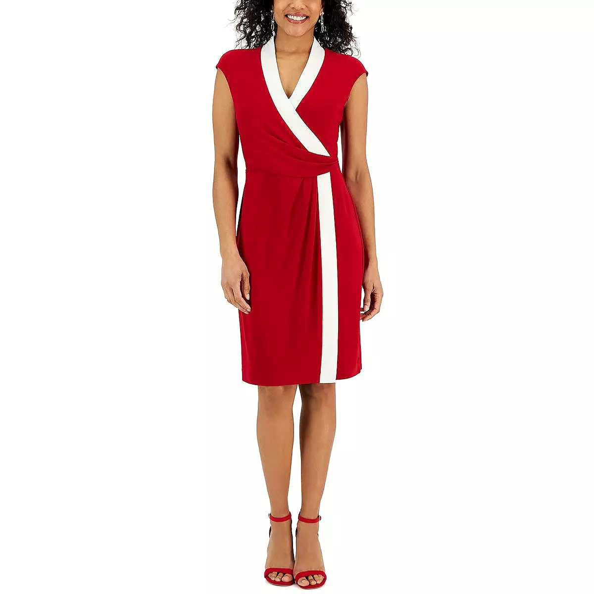 Kasper Colorblock Short Wrap Dress, Women's - Best Price