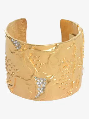 Kenneth Jay Lane Gold Rhinestone Rigid Bracelet