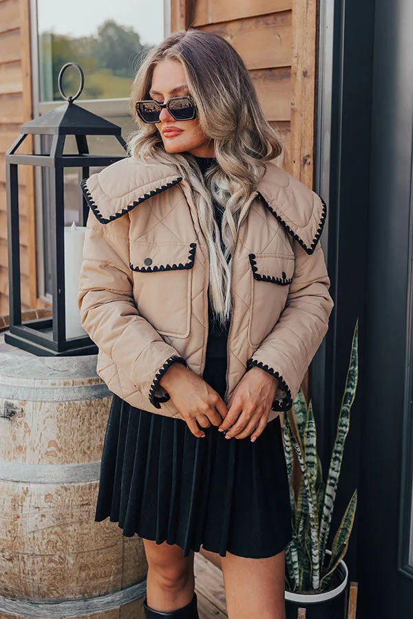 Khaki Uptown Girl Quilted Jacket