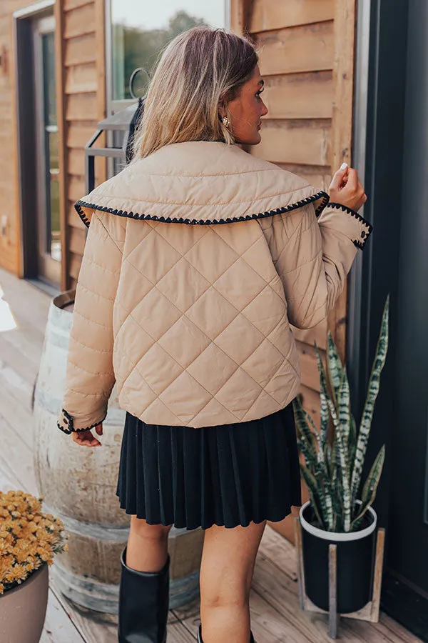 Khaki Uptown Girl Quilted Jacket