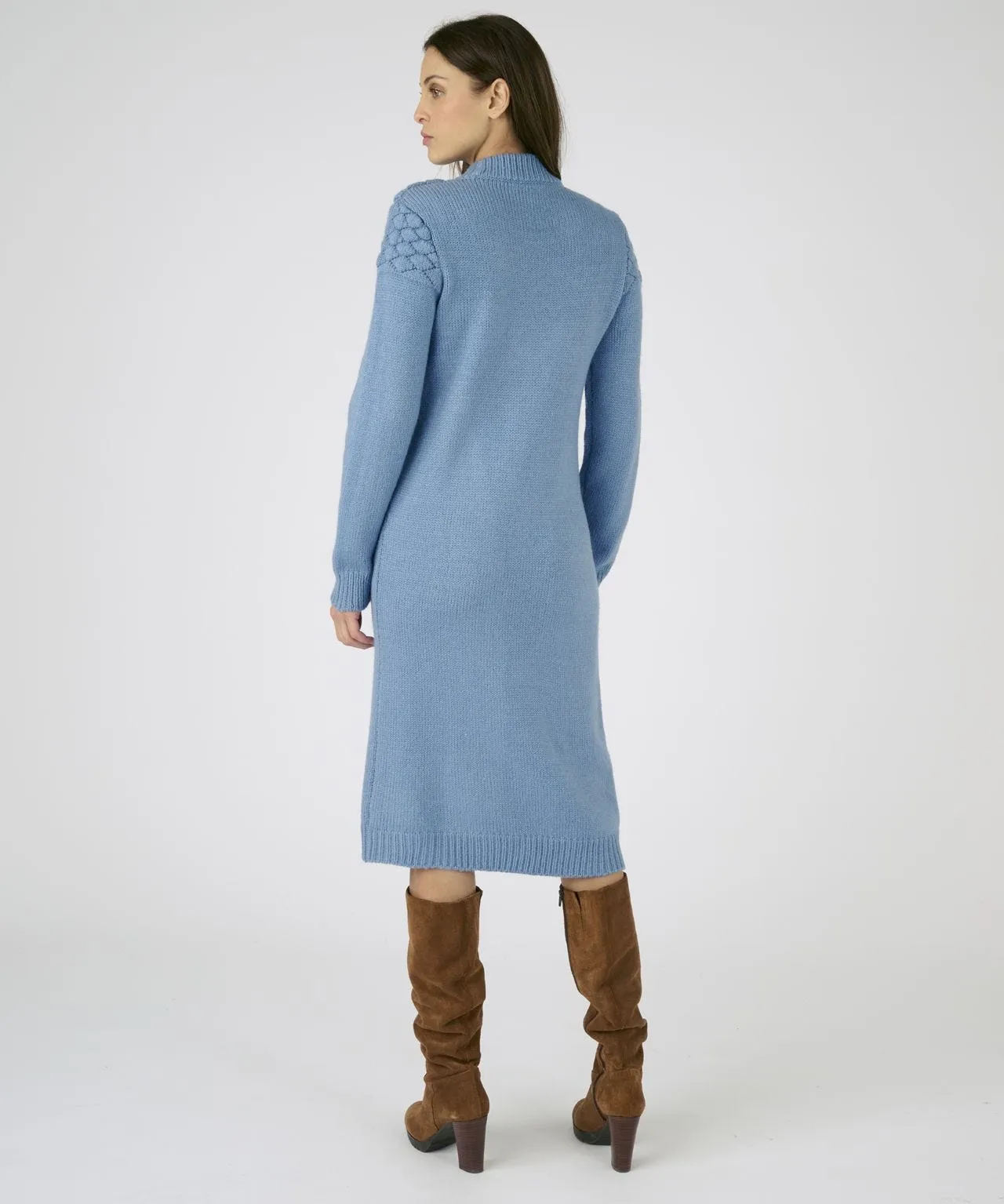 Knit Front Detail Long Sleeve Dress