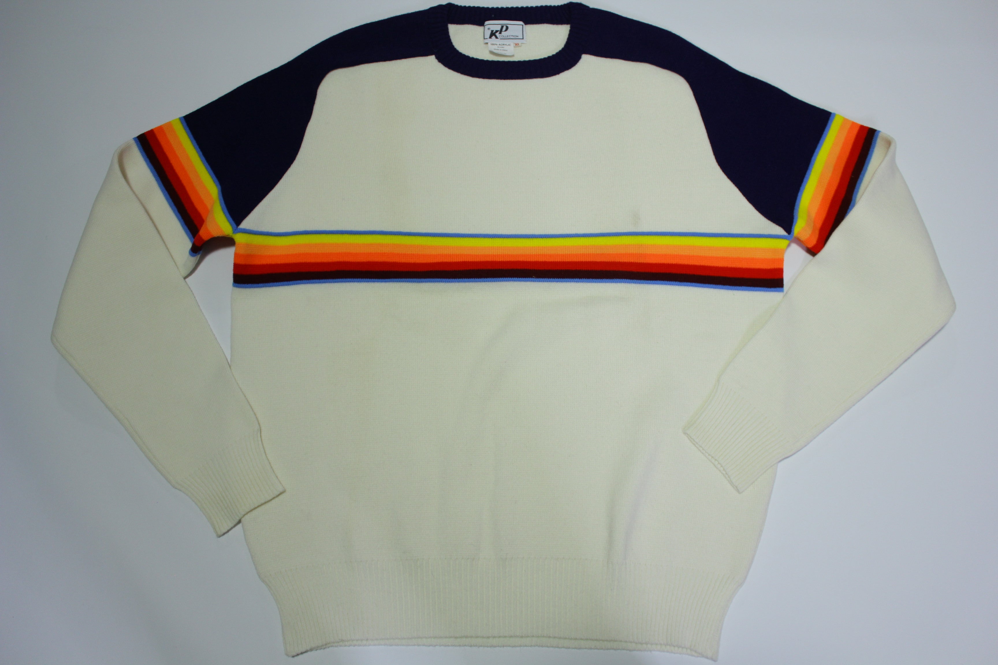 KP Collection Vintage 80's Striped Acrylic Skiing Snow Winter Sports Sweater