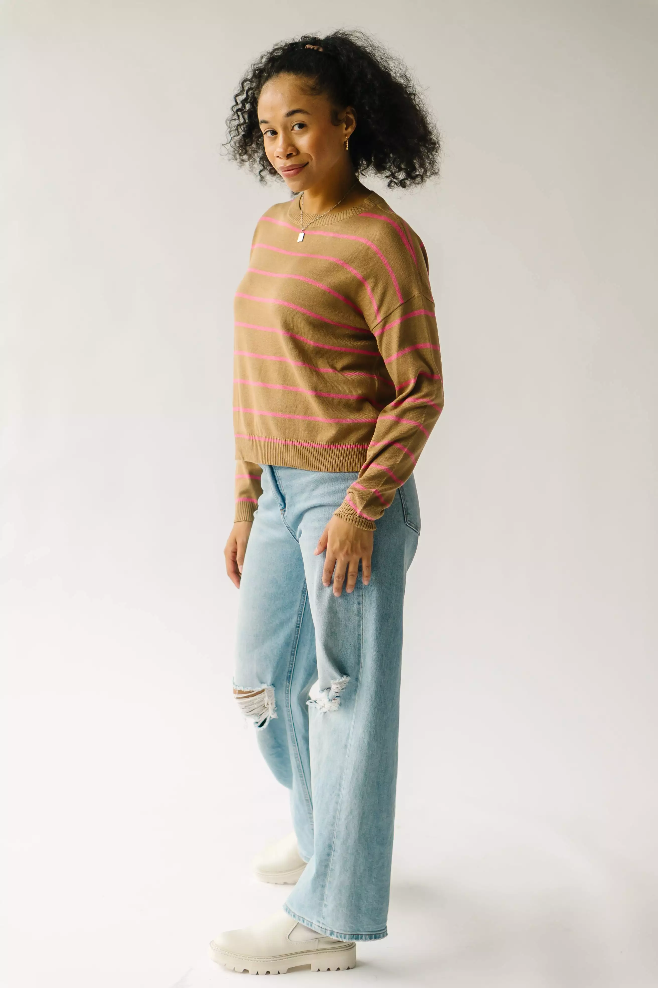 Krenzer Striped Sweater Mocha Pink - Shop Now