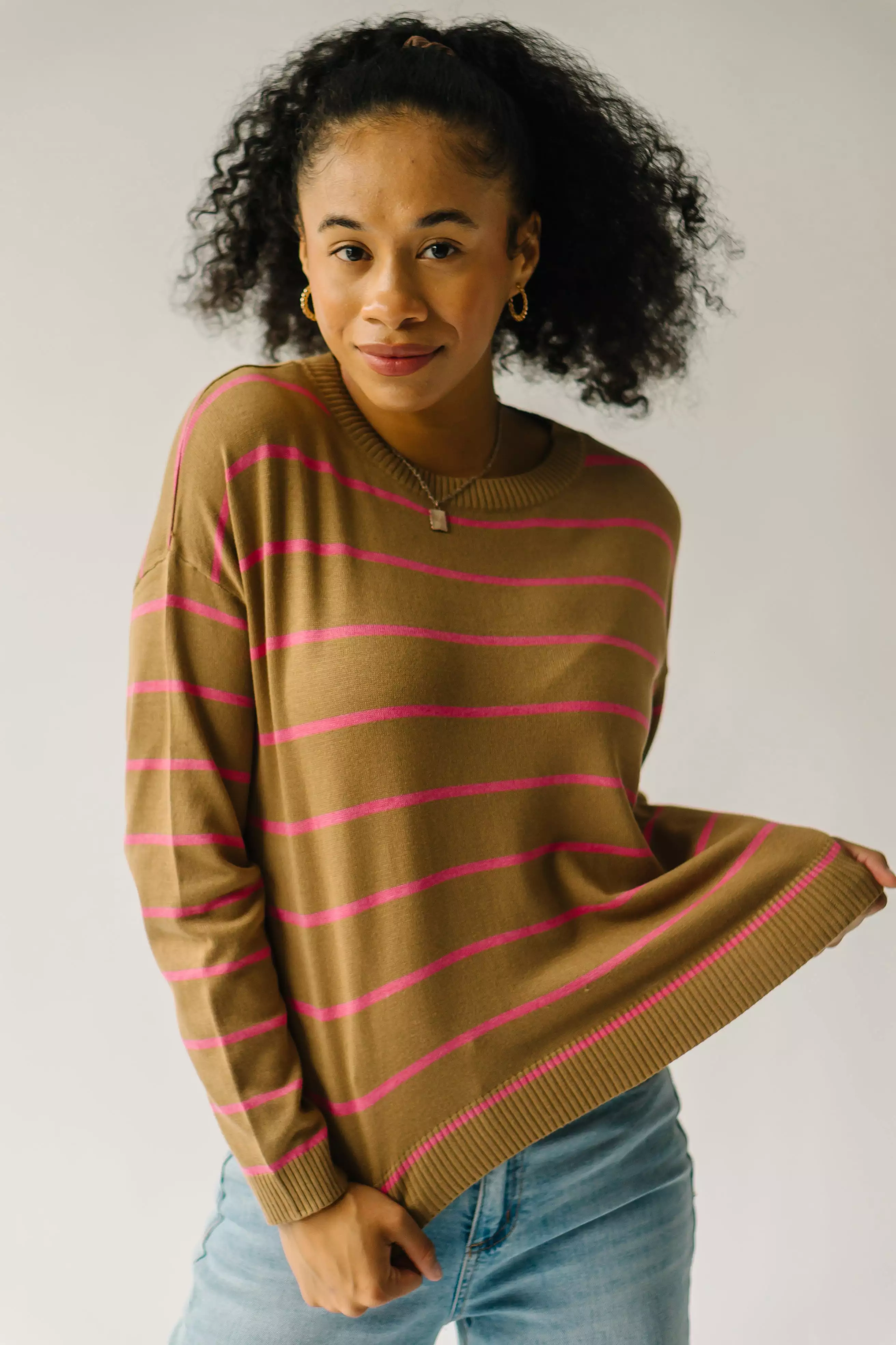 Krenzer Striped Sweater Mocha Pink - Shop Now