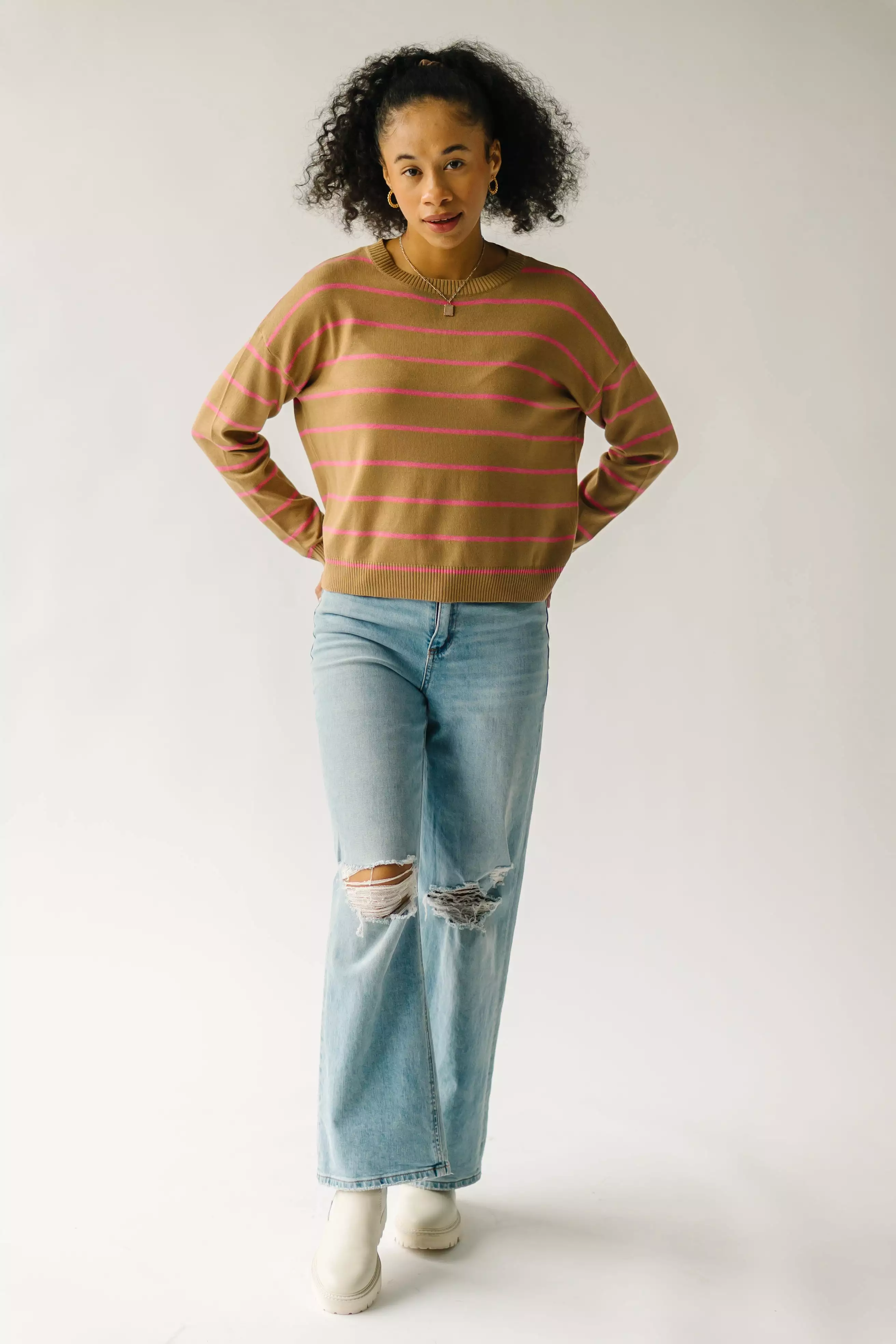 Krenzer Striped Sweater Mocha Pink - Shop Now