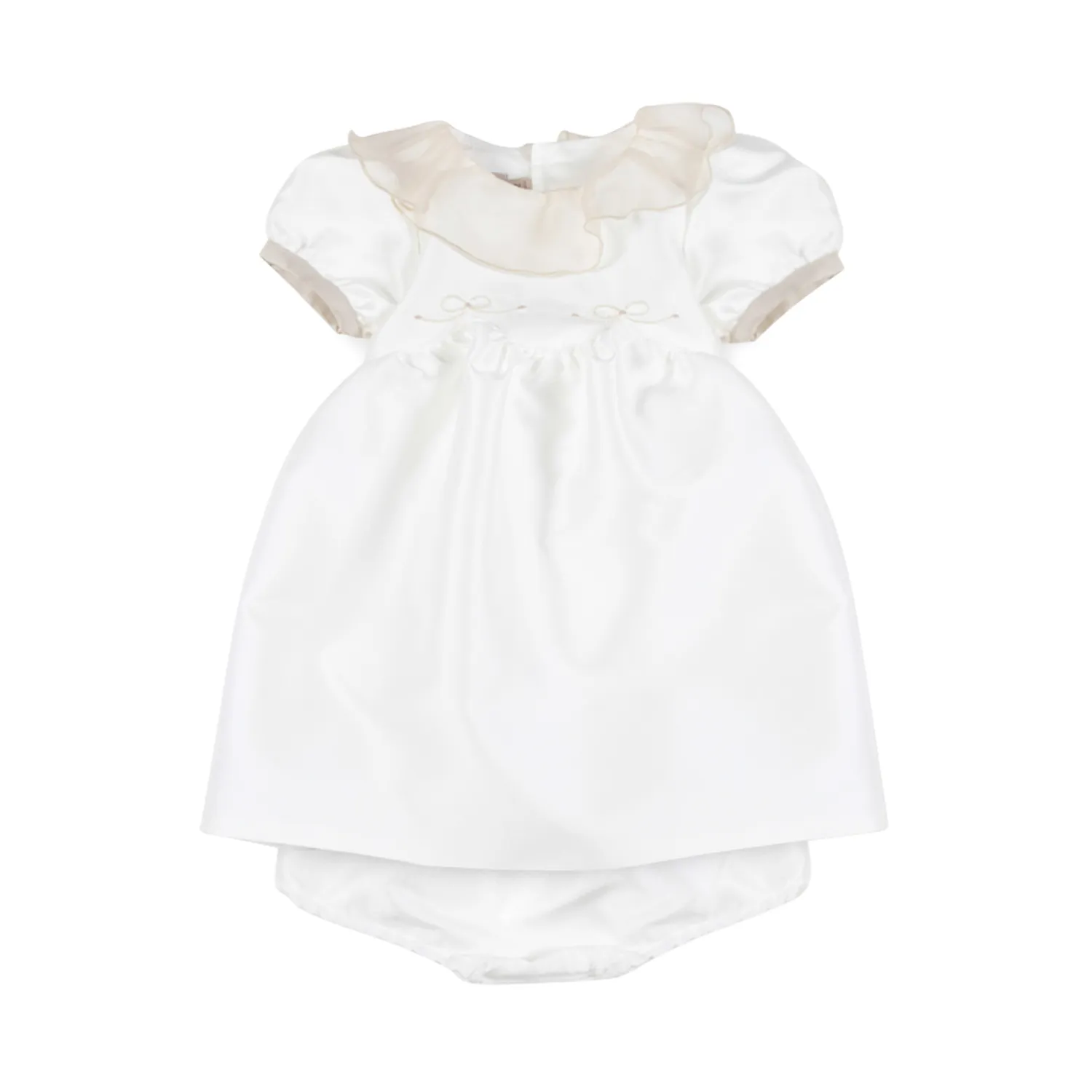 La Stupenderia White Beige Amelia Ceremony Dress For Baby Girl