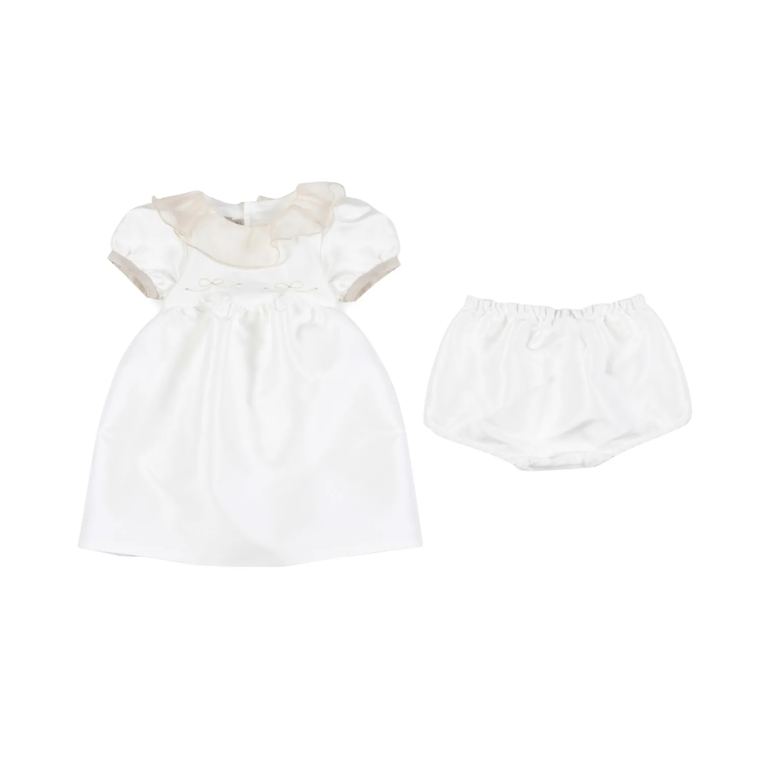 La Stupenderia White Beige Amelia Ceremony Dress For Baby Girl