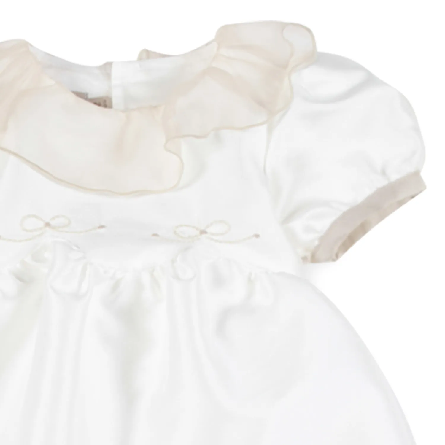 La Stupenderia White Beige Amelia Ceremony Dress For Baby Girl