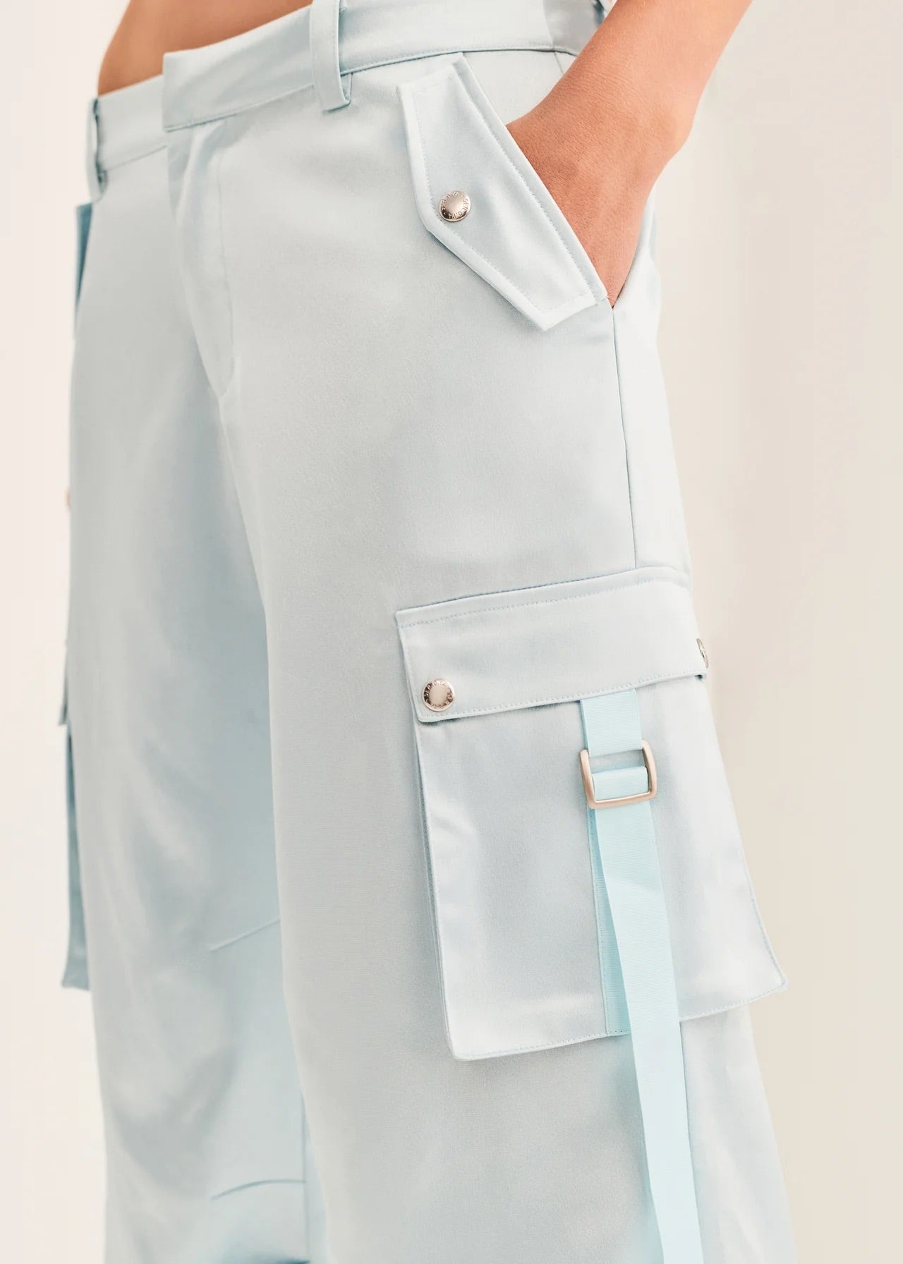 Lai Satin Cargo Pant - Light Blue | Shop Ser.o.ya