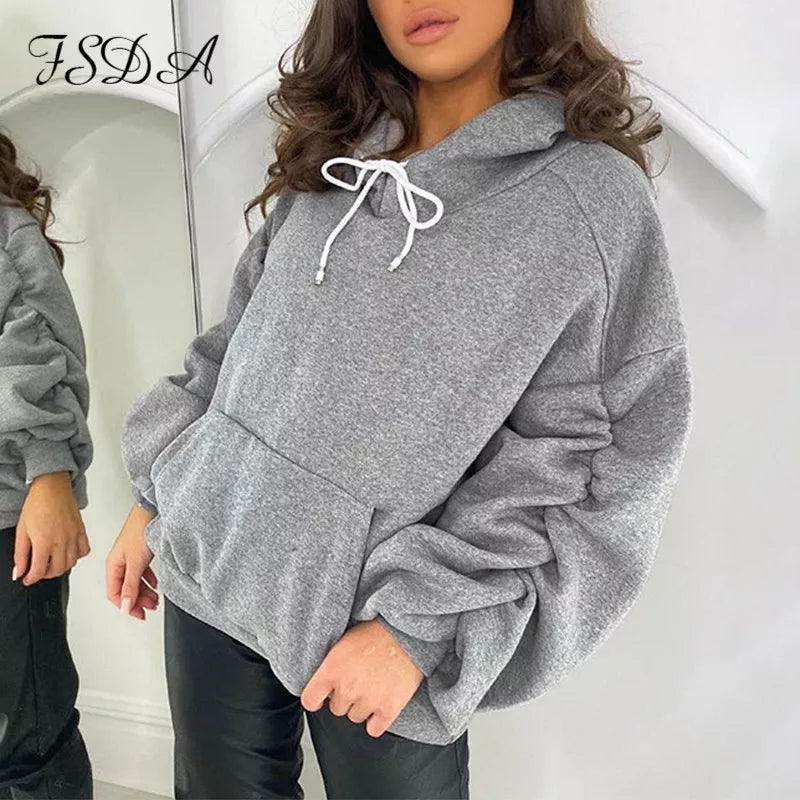 Large Puff Sleeve Hooded Top