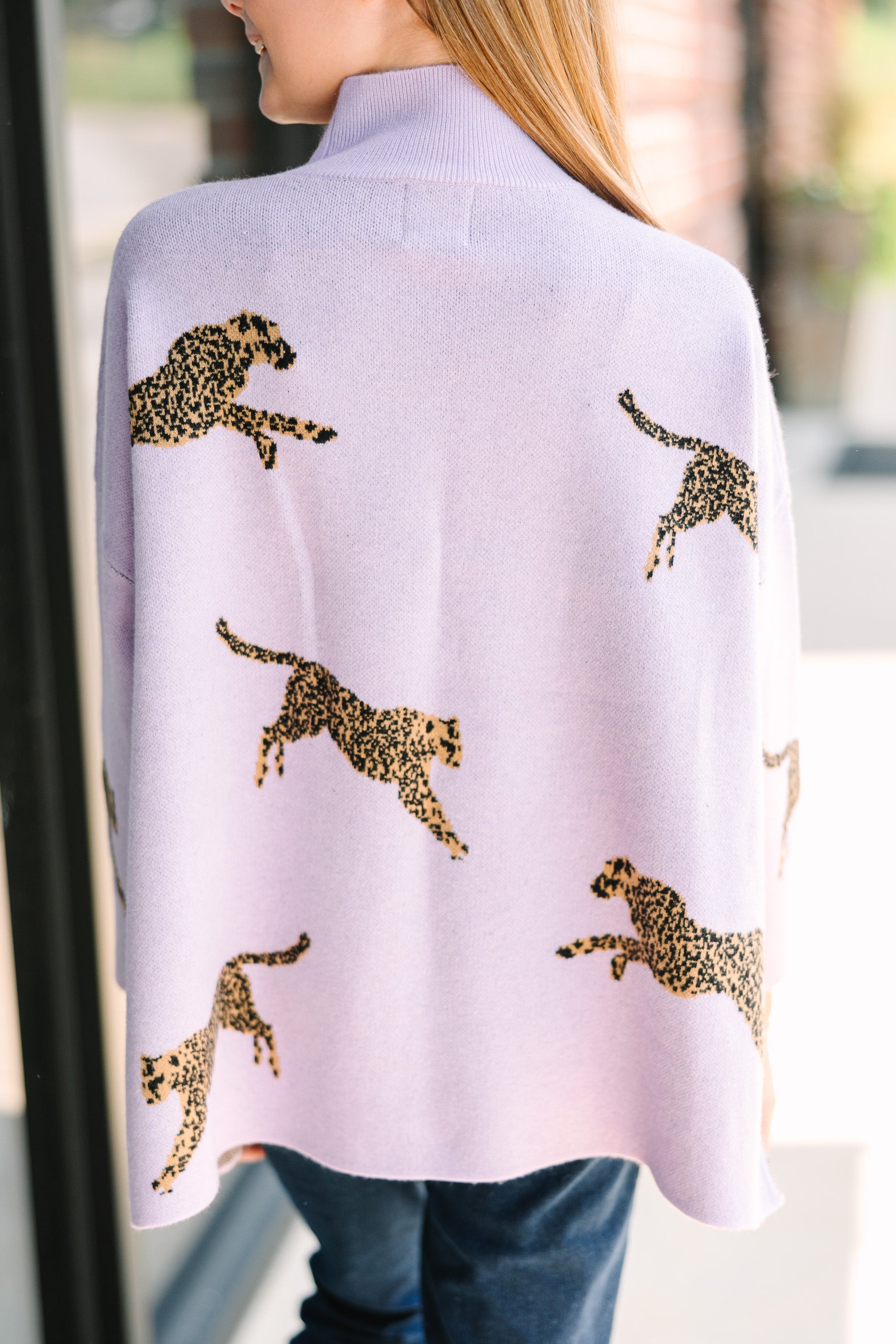 Lavender Cheetah Sweater for Girls - 3/4 Sleeve