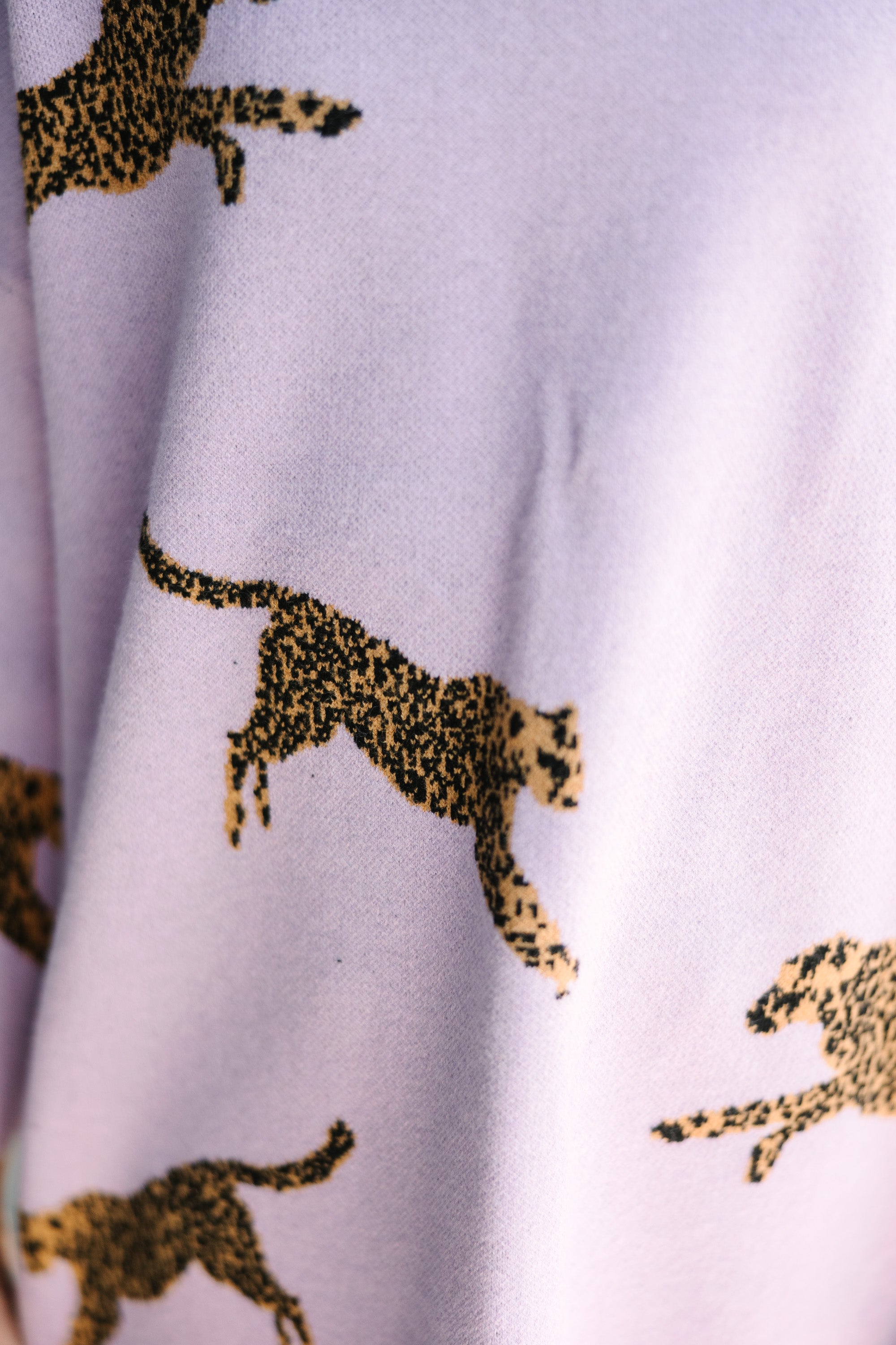 Lavender Cheetah Sweater for Girls - 3/4 Sleeve