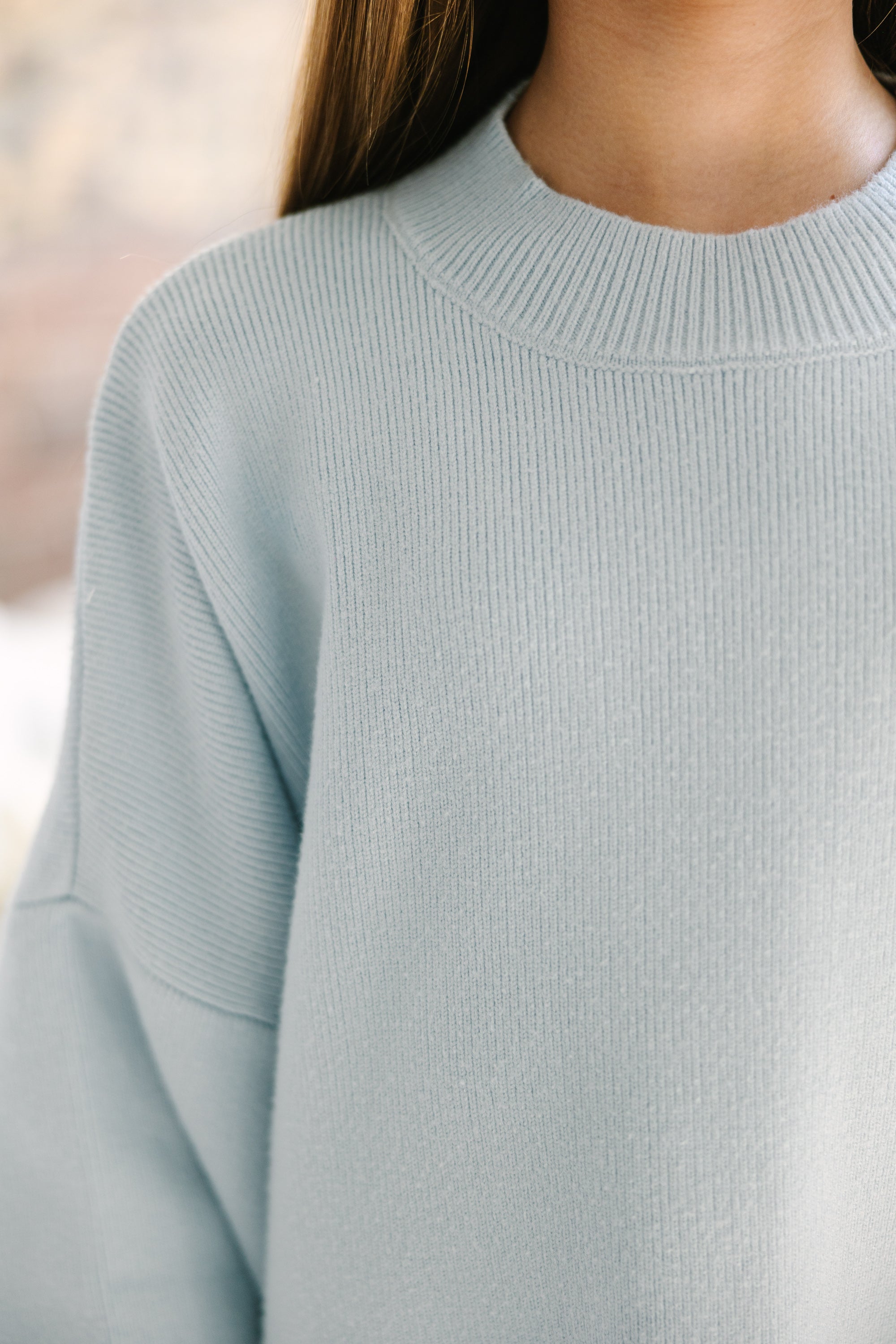 Light Blue Mock Neck Sweater for Girls - Get the Perfect Fit