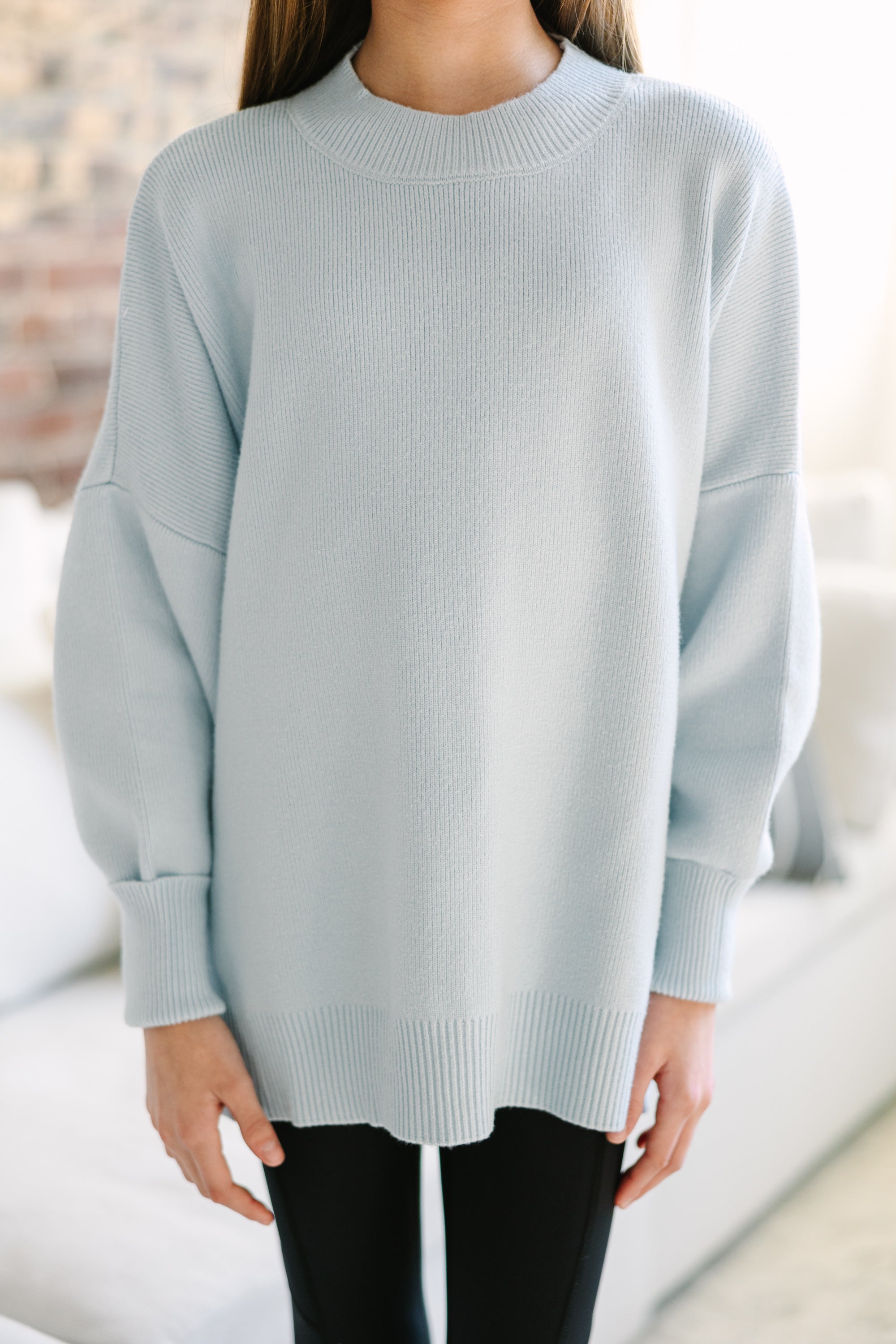 Light Blue Mock Neck Sweater for Girls - Get the Perfect Fit