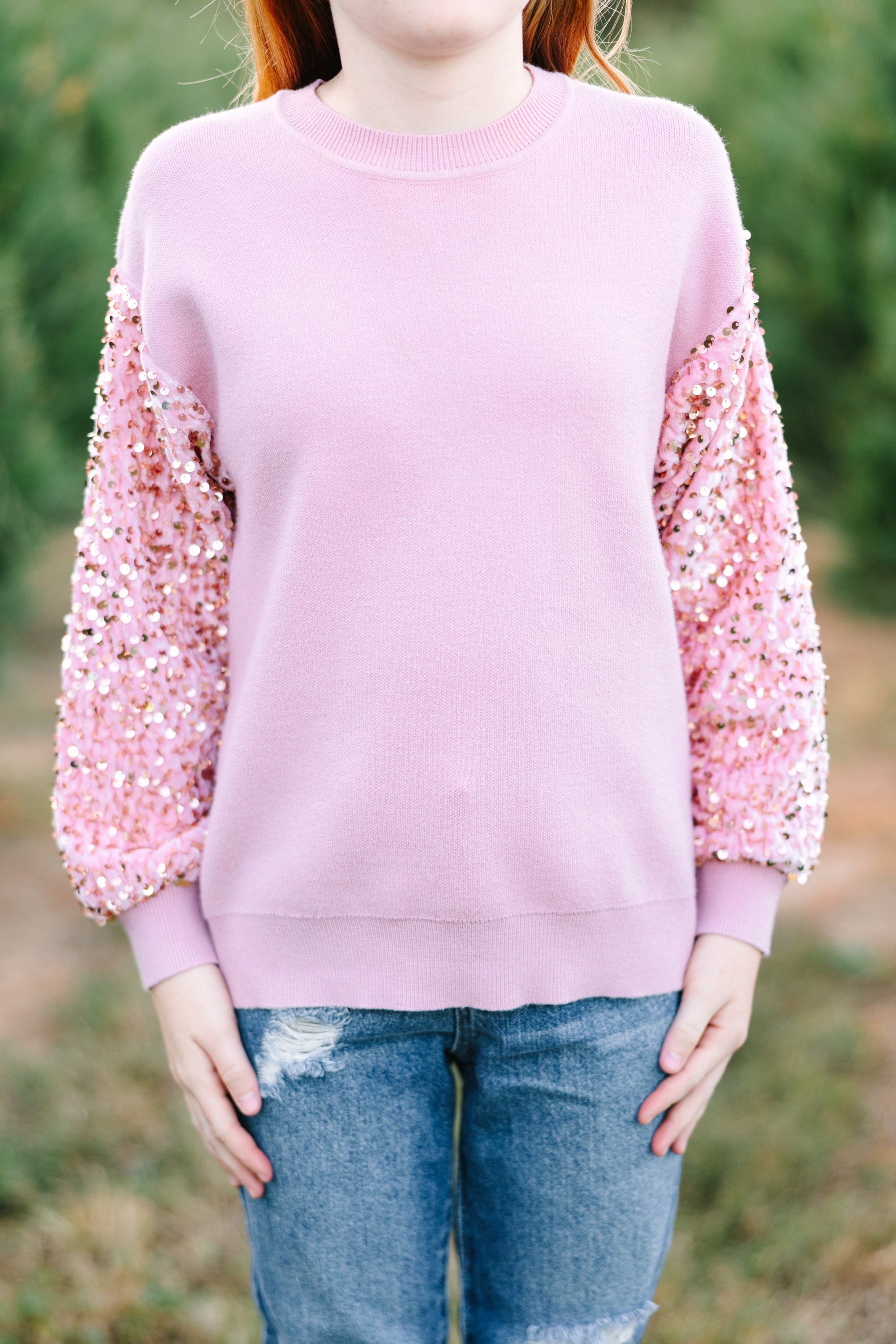 Light Pink Sequin Sweater for Girls