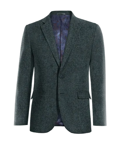 Limited edition blue Donegal tweed blazer.