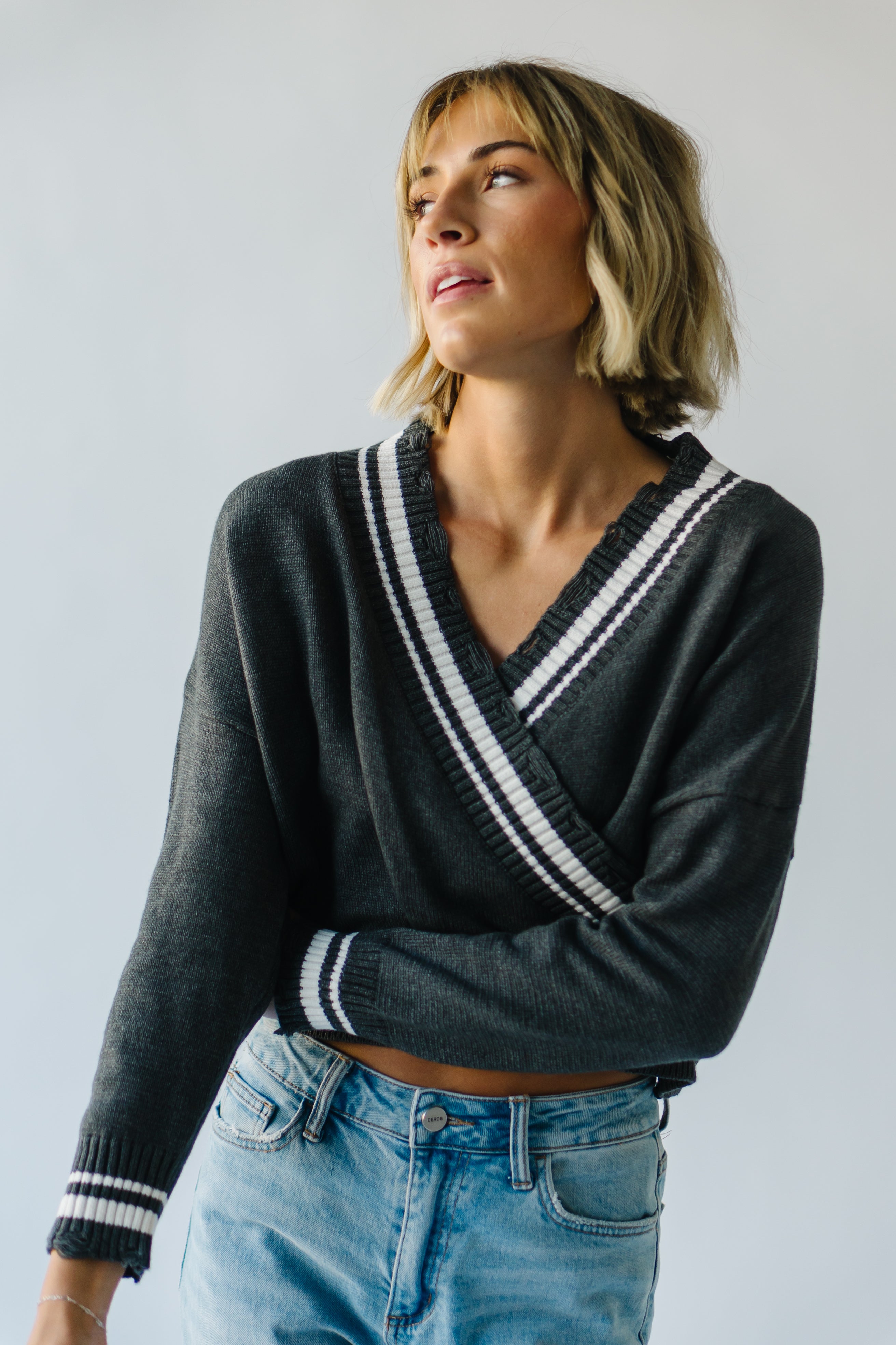 Lindale Charcoal Distressed Sweater