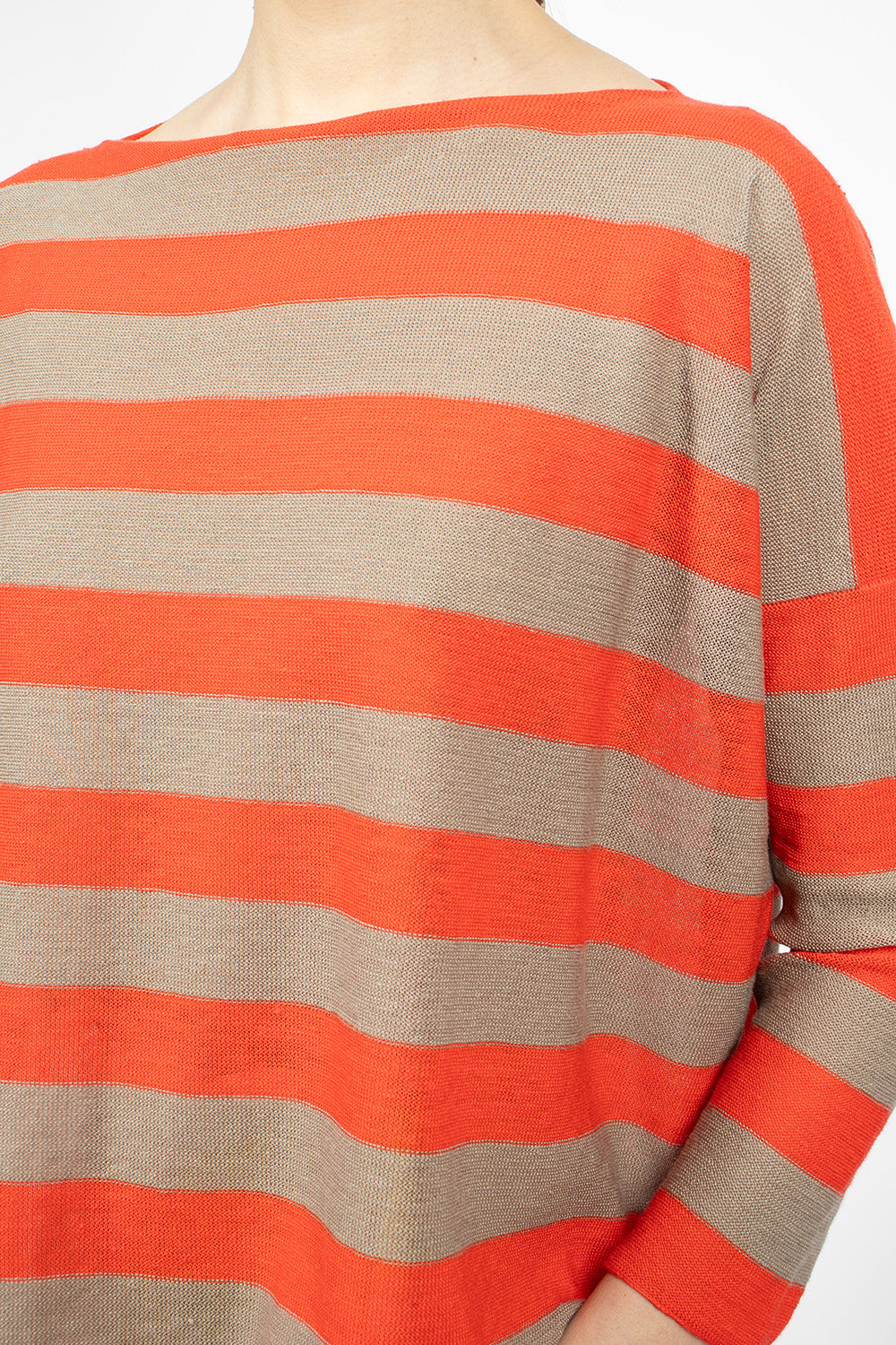 Linen Boatneck Sweater - Natural/Orange - Google SEO