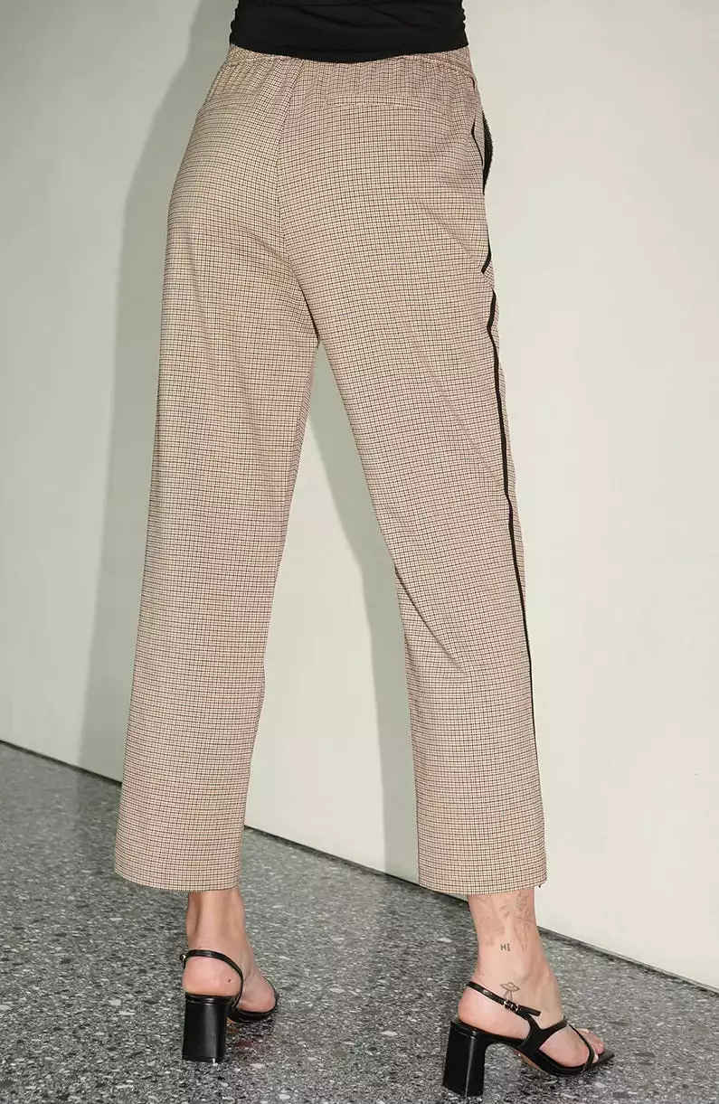 LNA Kip Track Pant - Chestnut Houndstooth.