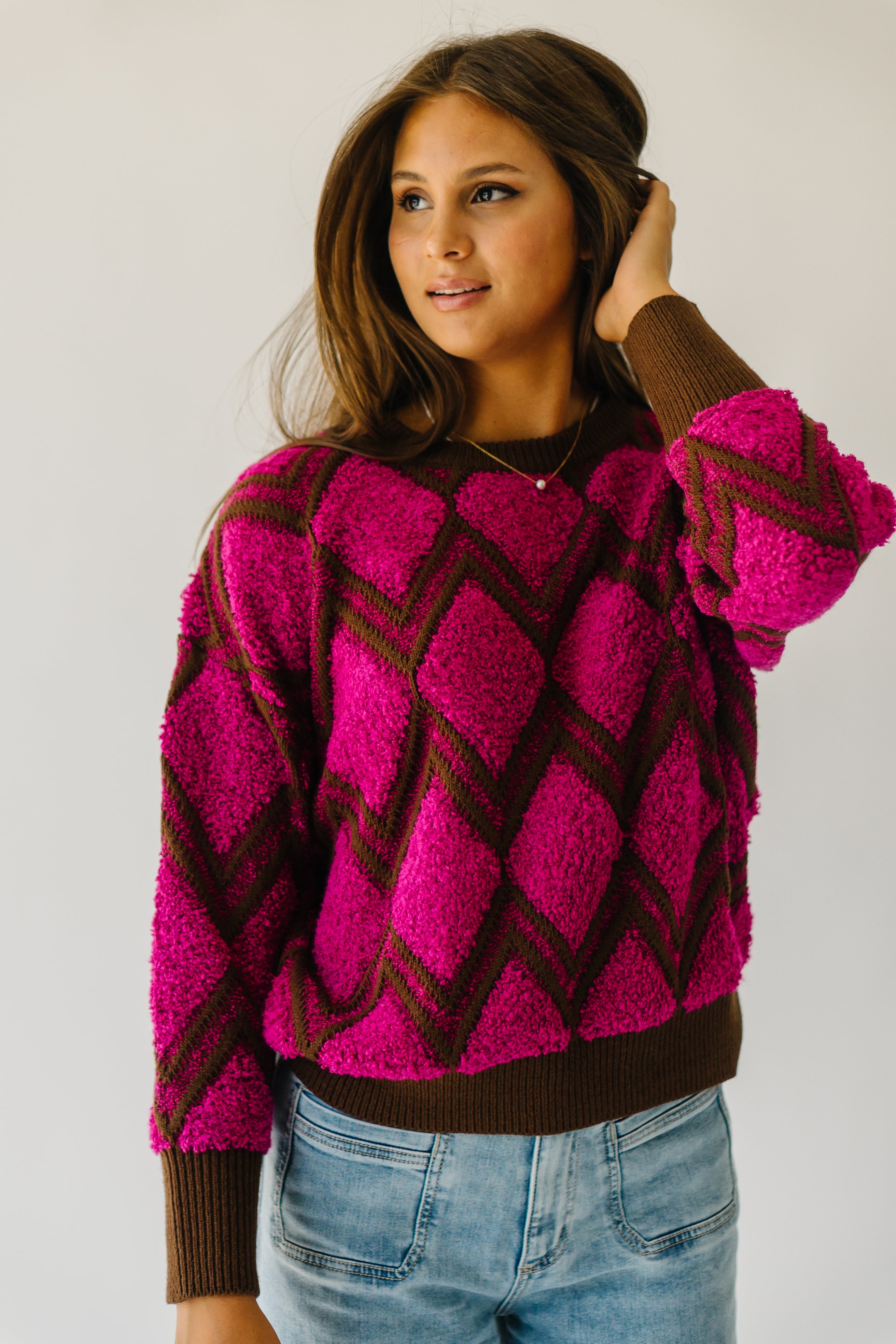 Lockhart Textured Sweater, Magenta