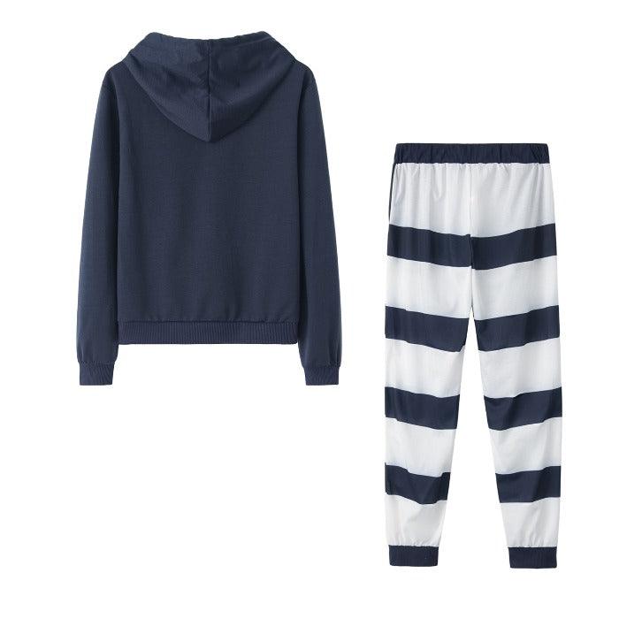 Long Sleeve Sweater Striped Pants Sports Running Set