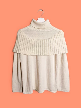 Mango Y2K White Turtleneck Sweater with Faux Collar