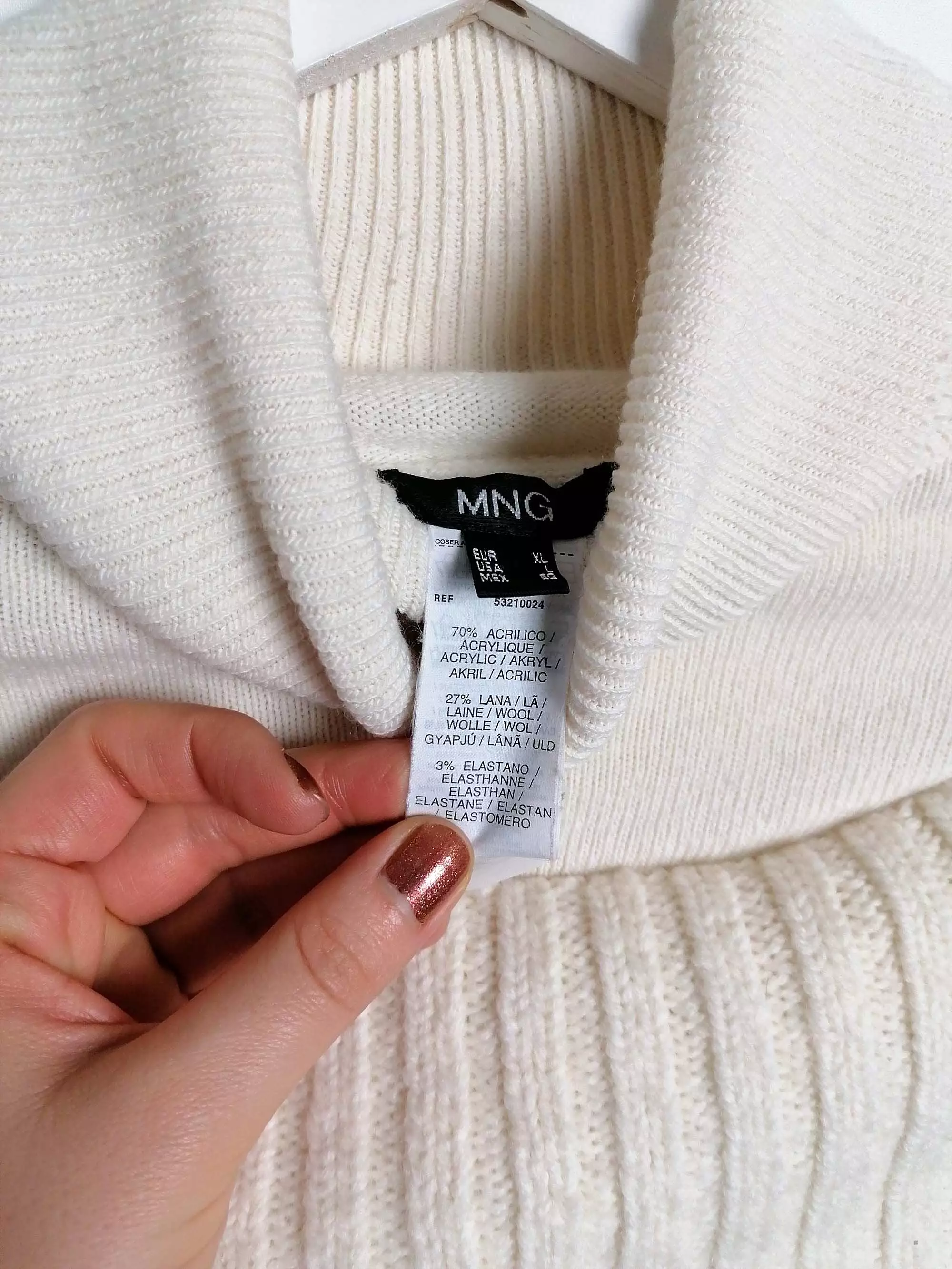 Mango Y2K White Turtleneck Sweater with Faux Collar