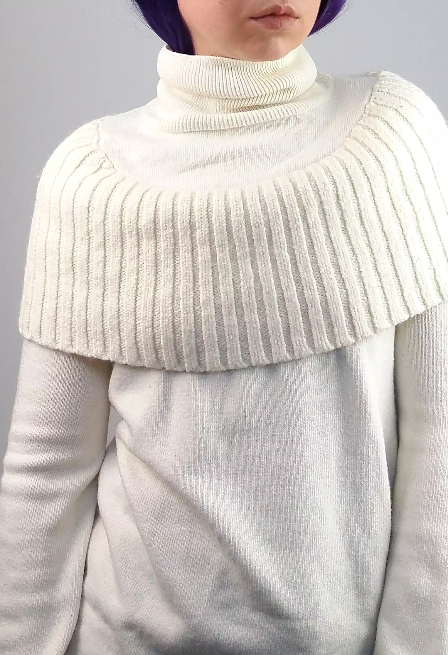 Mango Y2K White Turtleneck Sweater with Faux Collar