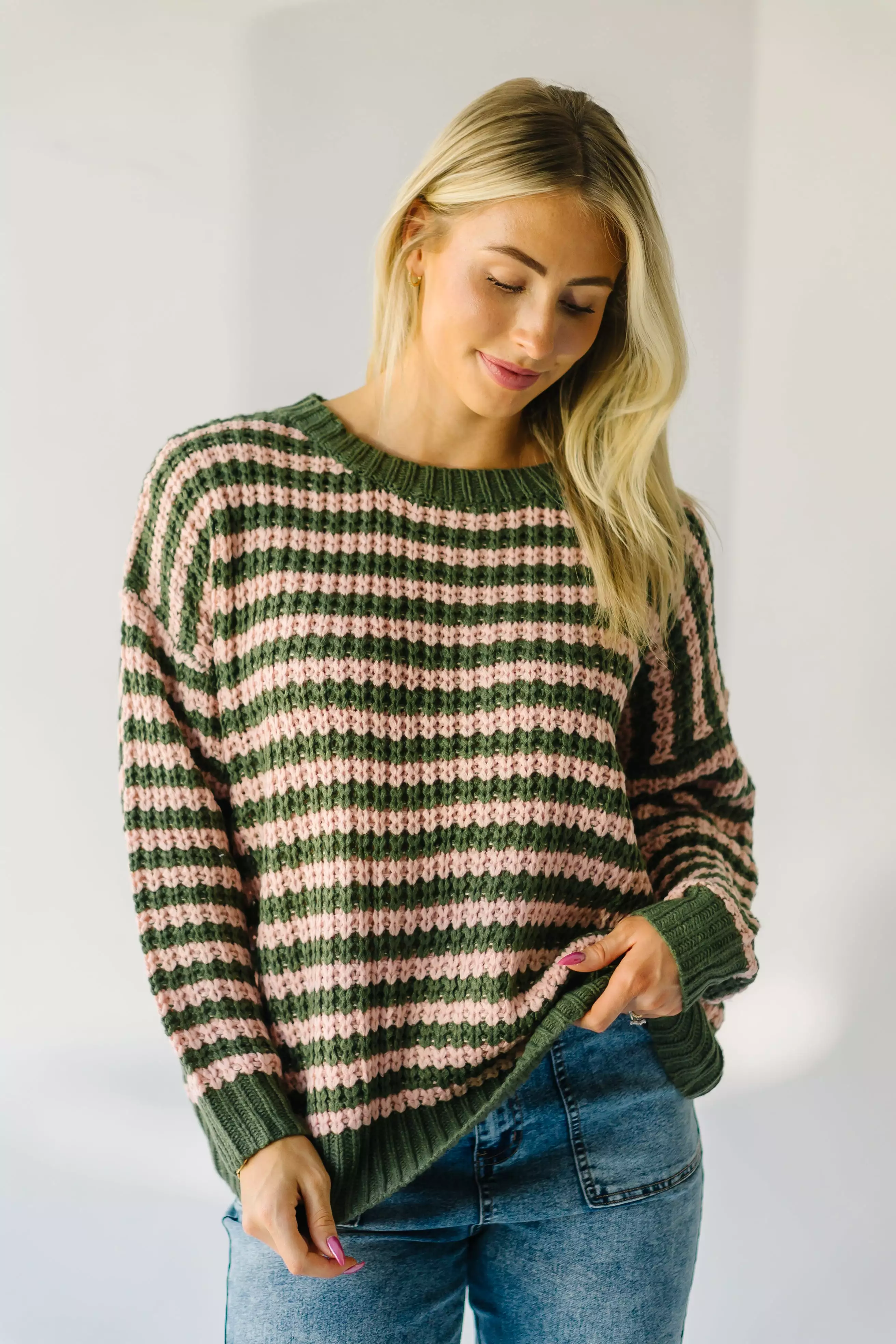 Marly Striped Knit Sweater Olive