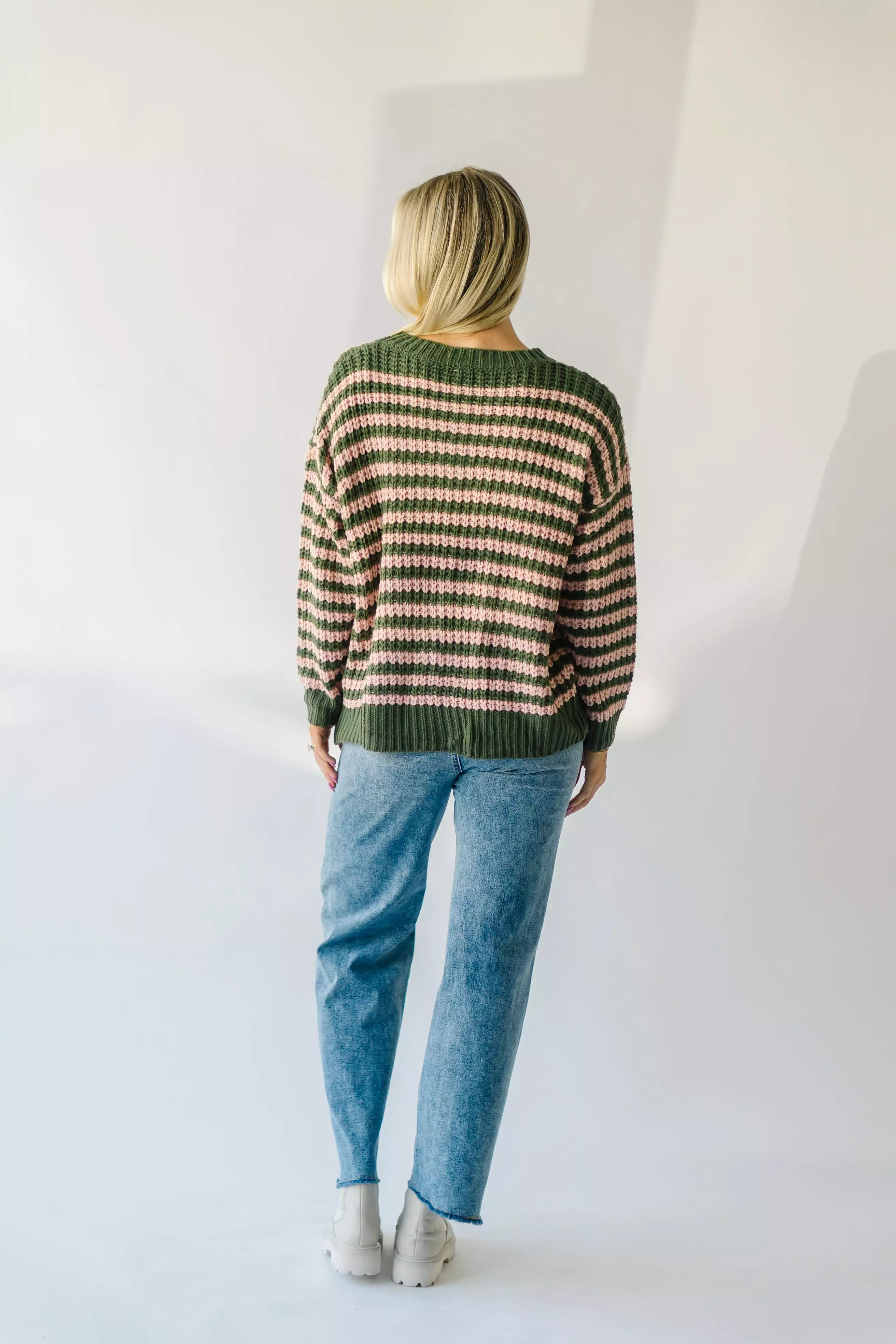 Marly Striped Knit Sweater Olive