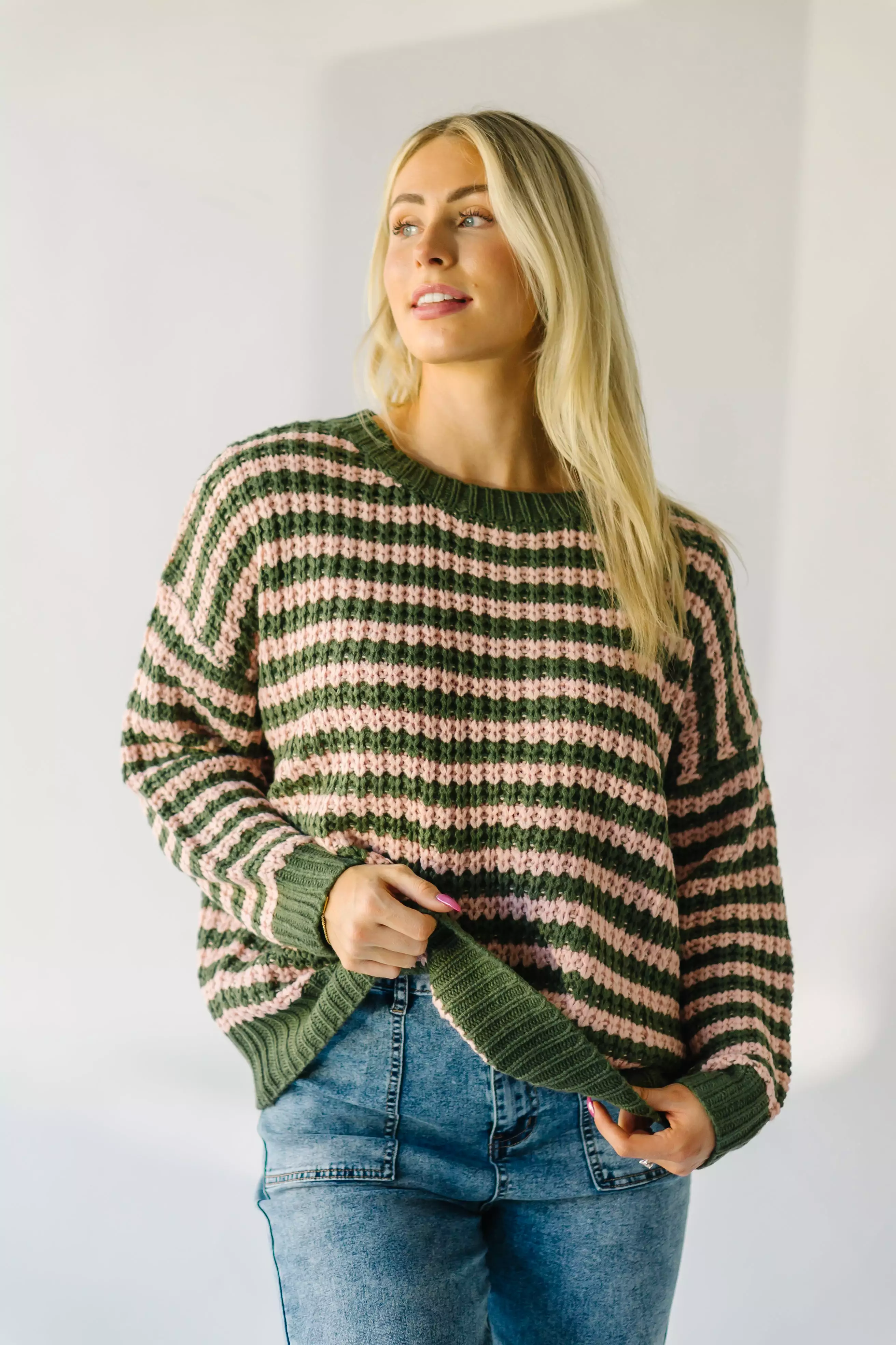 Marly Striped Knit Sweater Olive