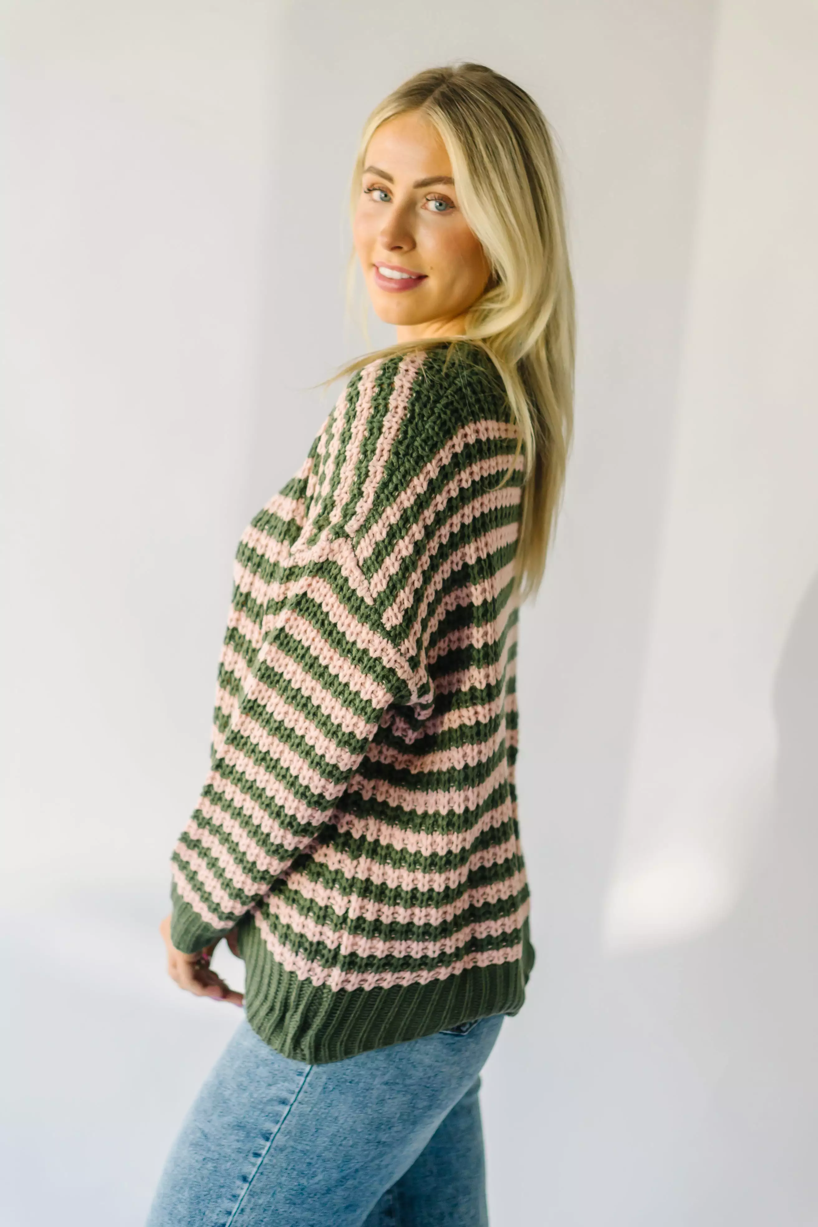 Marly Striped Knit Sweater Olive