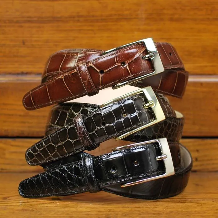 Martin Dingman Black Jefferson Alligator Belt