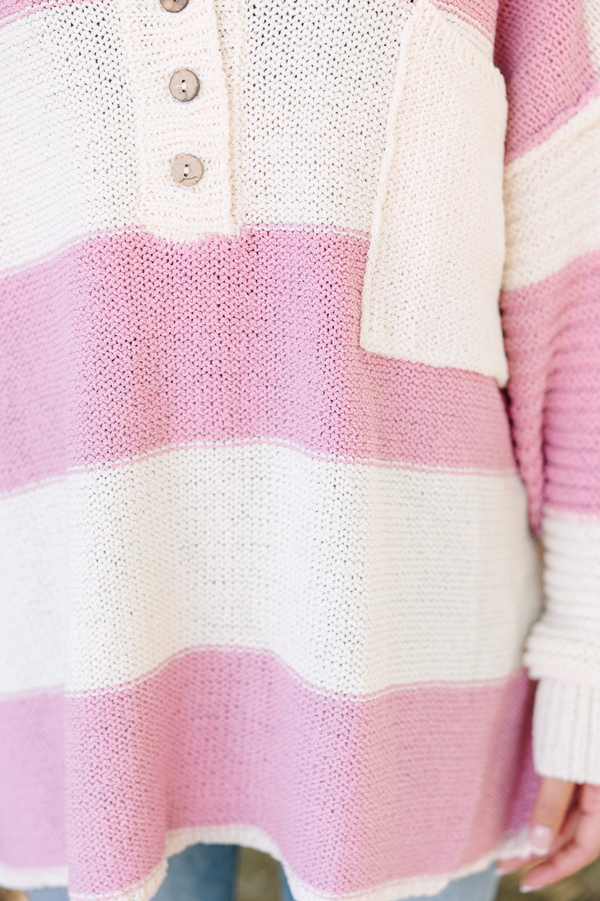 Mauve Pink Striped Sweater - Best Day Ever