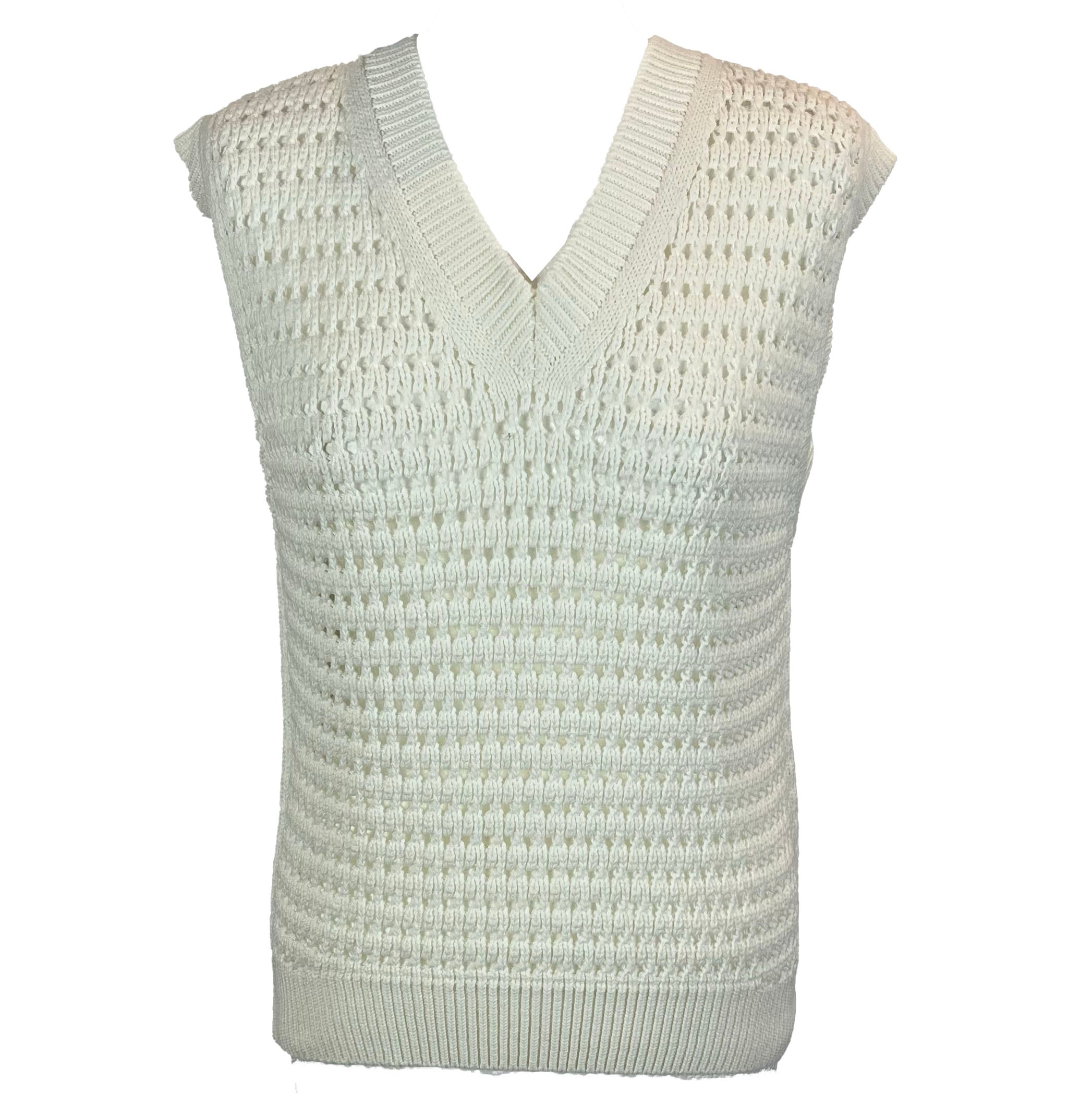 Max Mara Ecru Cotton Knit Sleeveless Sweater M - Buy Now