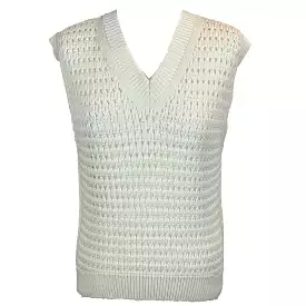 Max Mara Ecru Cotton Knit Sleeveless Sweater M - Buy Now