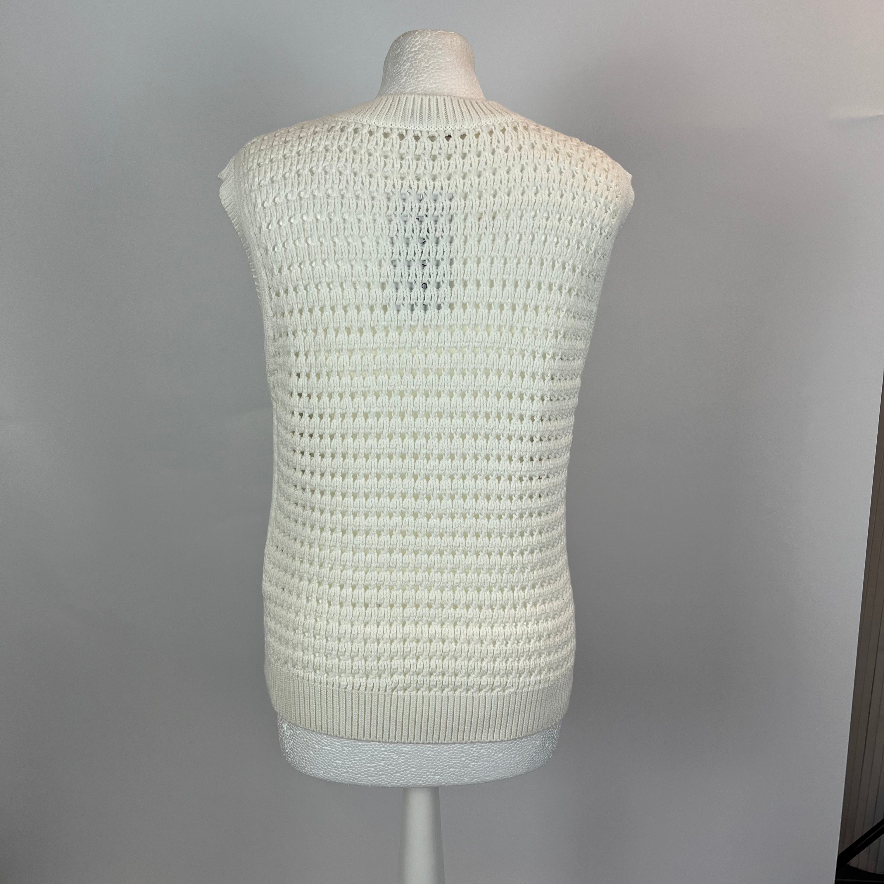 Max Mara Ecru Cotton Knit Sleeveless Sweater M - Buy Now