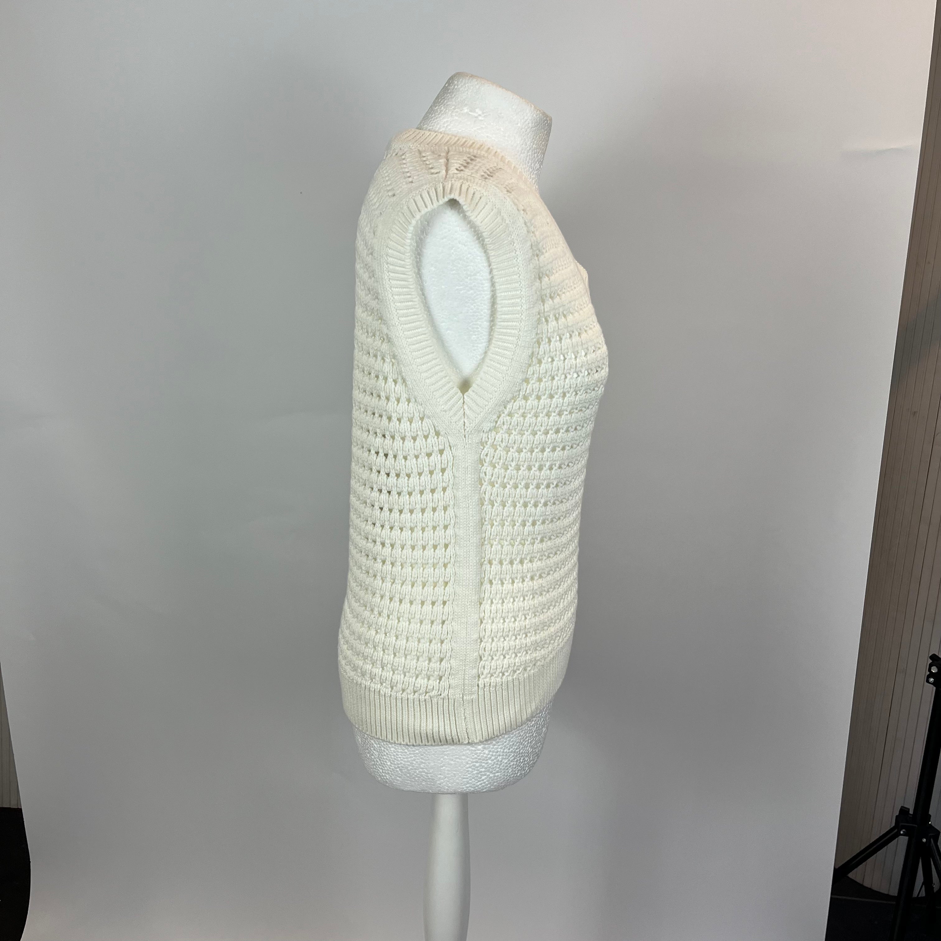 Max Mara Ecru Cotton Knit Sleeveless Sweater M - Buy Now