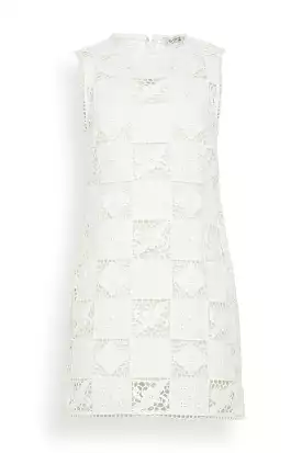 Melia White Tank Dress with Embroidery