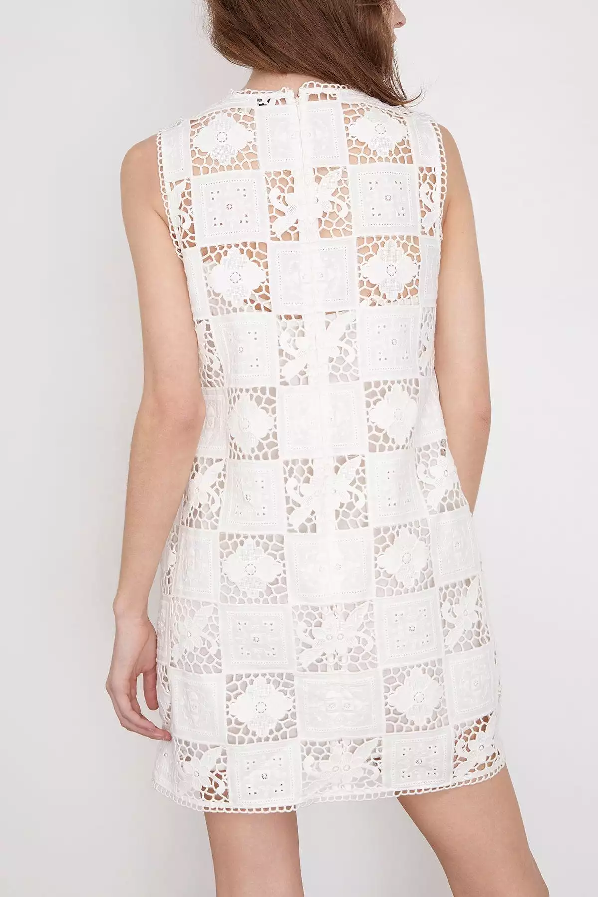 Melia White Tank Dress with Embroidery